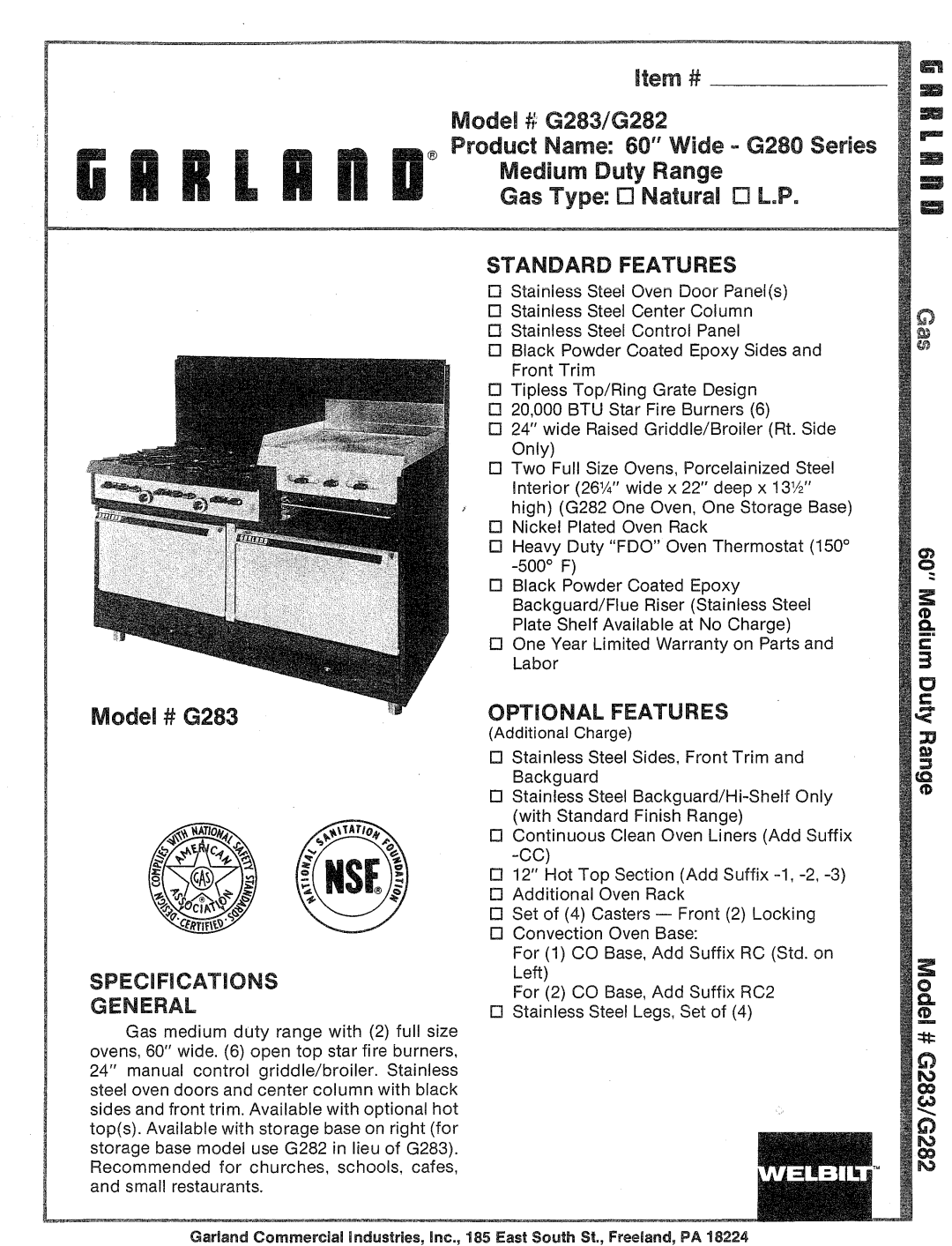Garland G283 manual 