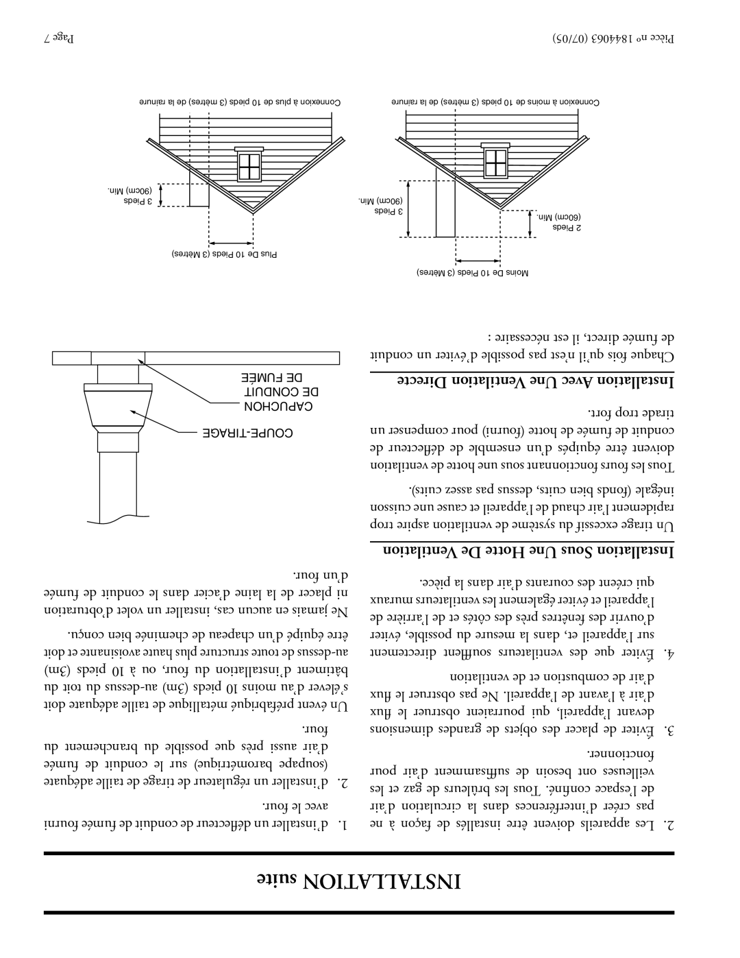 Garland GAS PIZZA OVENS installation instructions Suite Installation, Directe Ventilation Une Avec Installation, Four 