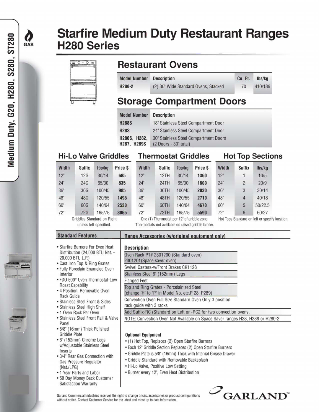 Garland H280 Series manual 