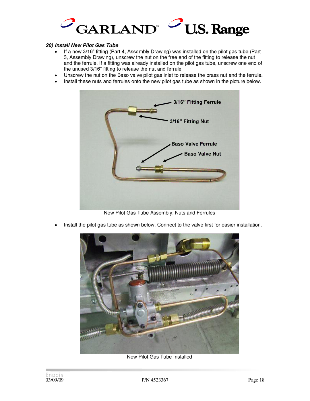 Garland H280 manual Install New Pilot Gas Tube 