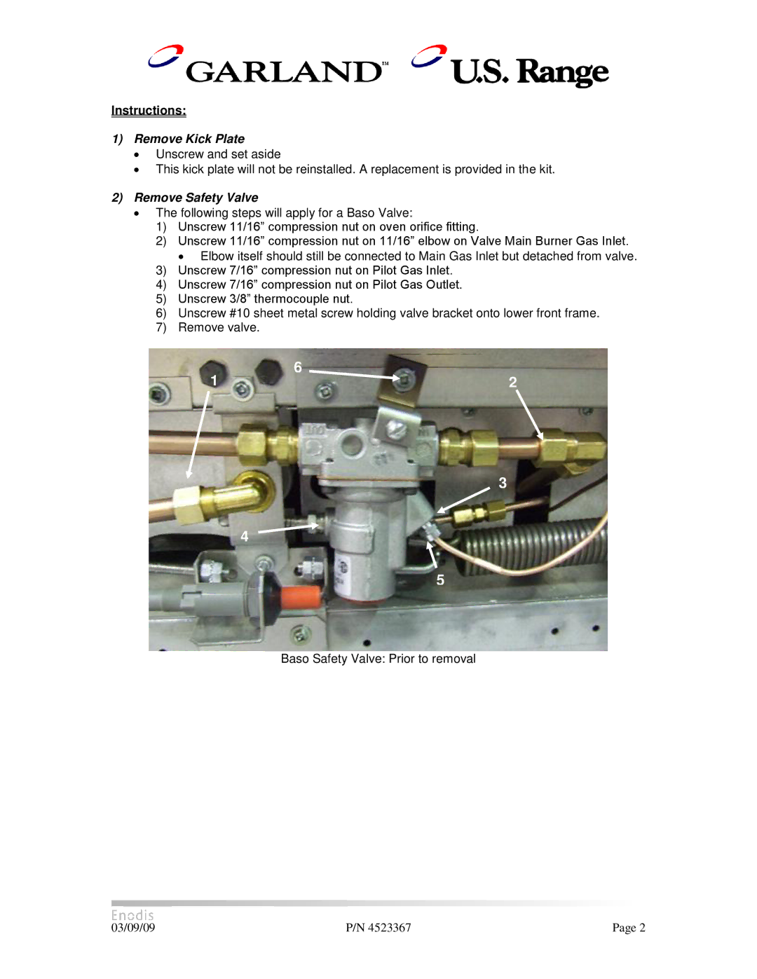 Garland H280 manual Remove Kick Plate, Remove Safety Valve 