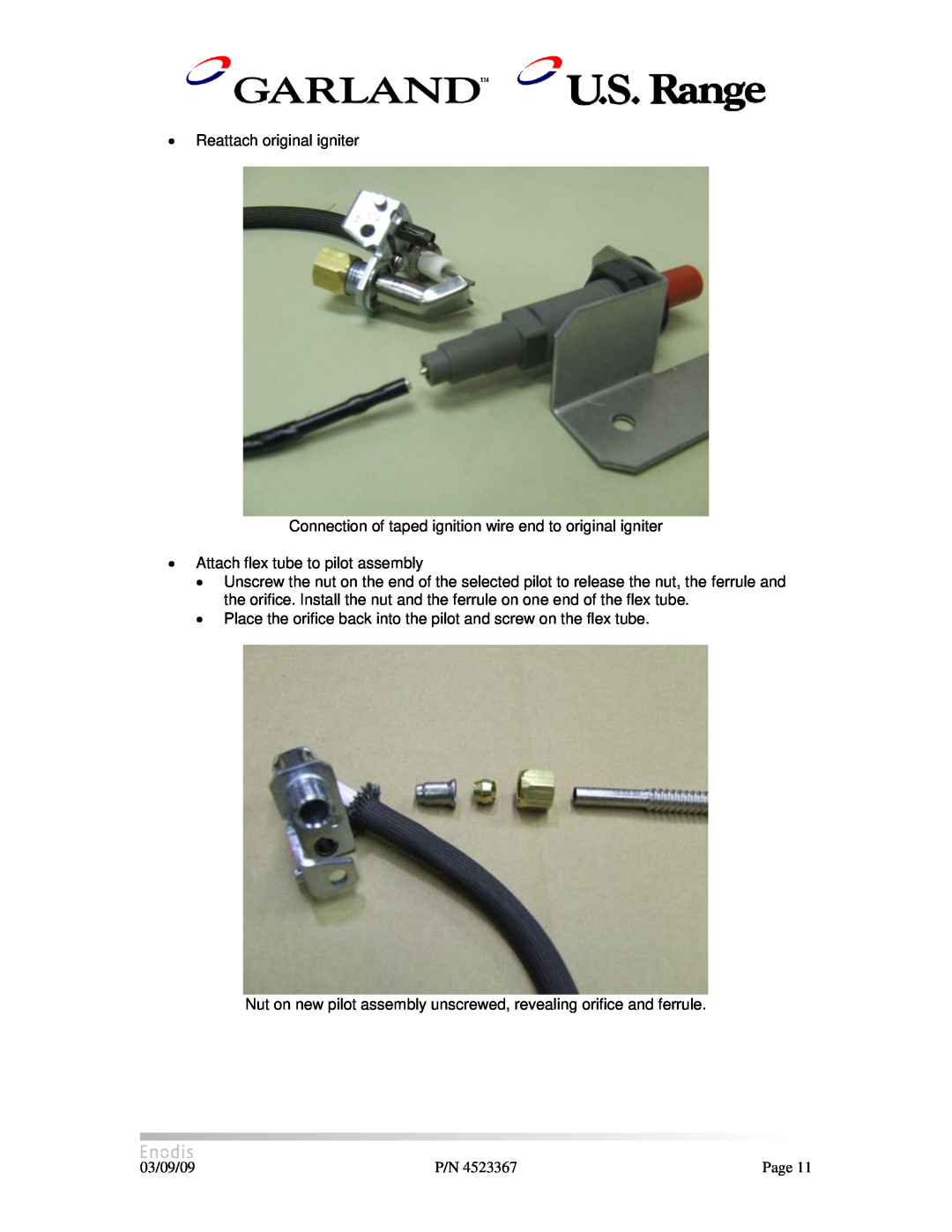 Garland H280 manual ∙ Reattach original igniter 