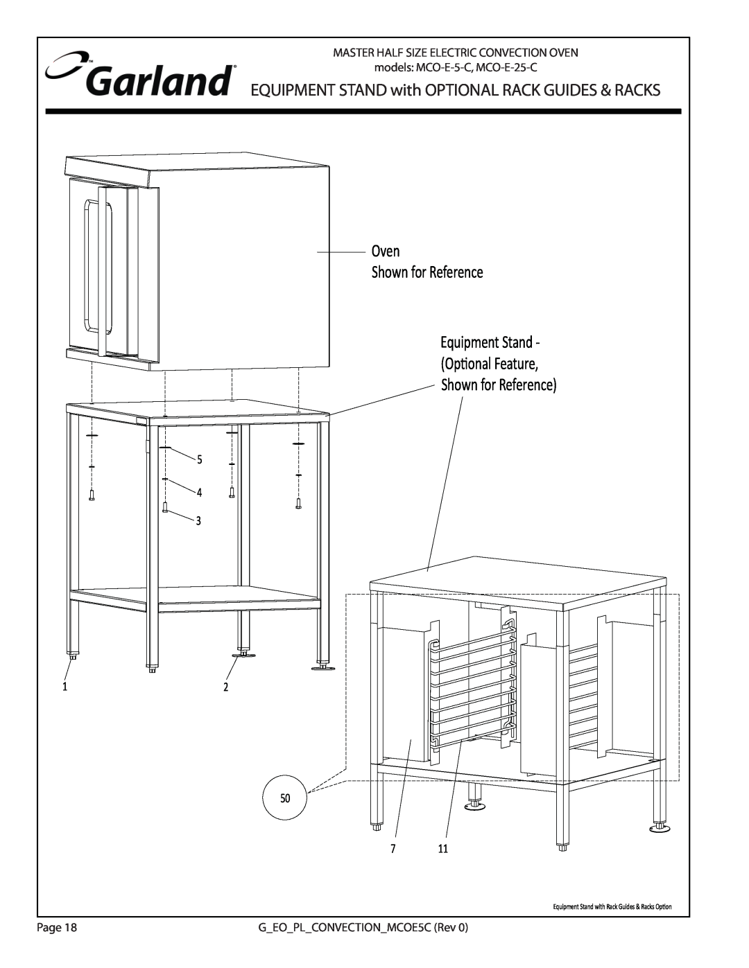 Garland MCO-E-5-C, MCO-E-25-C manual Oven, Equipment Stand, ;KƉƟŽŶĂů&ĞĂƚƵƌĞ͕, ŚŽǁŶĨŽƌZĞĨĞƌĞŶĐĞͿ 