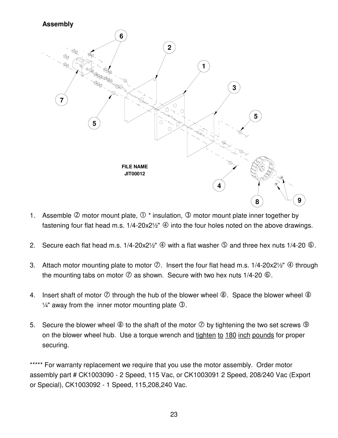 Garland MCO-GS-10E, MCO-GD-10M, MCO-GS-10M, MCO-GD-10E service manual Assembly 