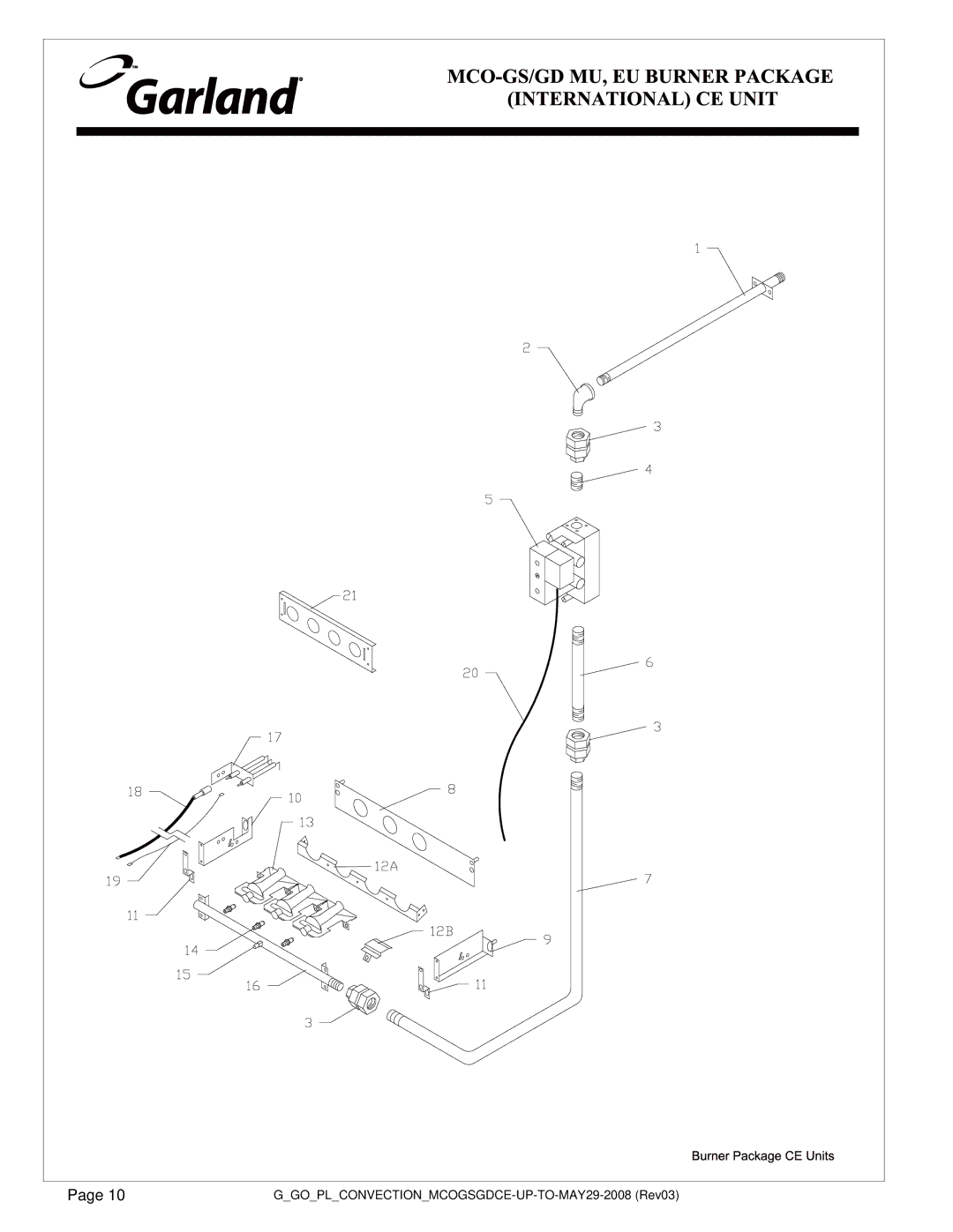 Garland MCO GS/GD-10 MU manual GGOPLCONVECTIONMCOGSGDCE-UP-TO-MAY29-2008 Rev03 