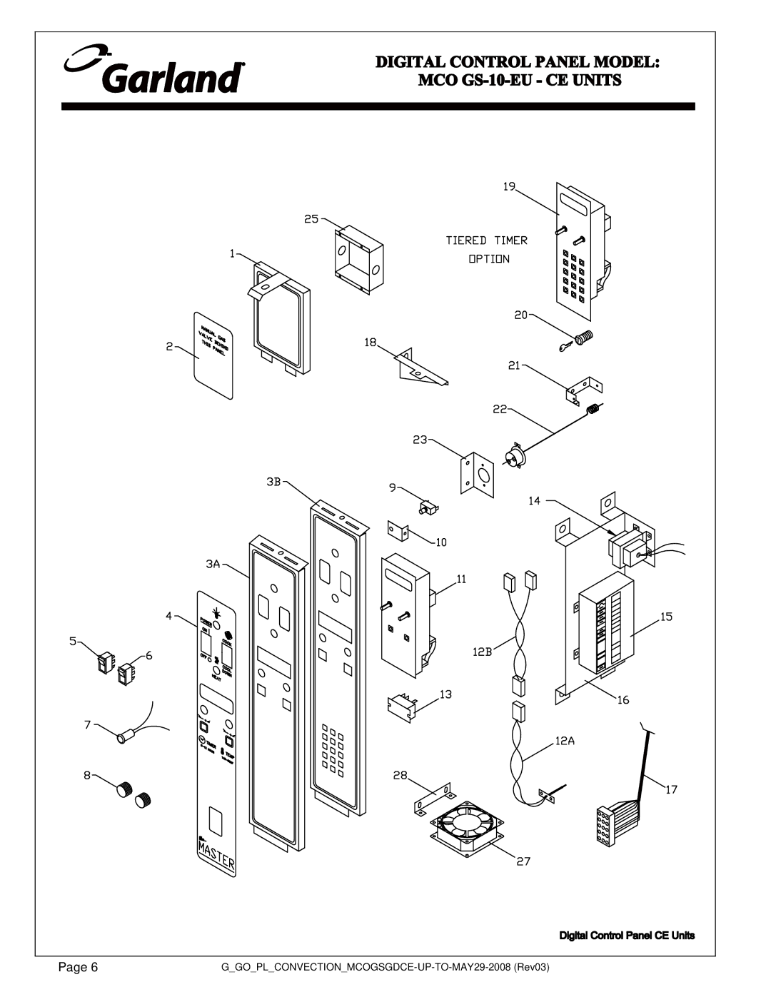 Garland MCO GS/GD-10 MU manual GGOPLCONVECTIONMCOGSGDCE-UP-TO-MAY29-2008 Rev03 