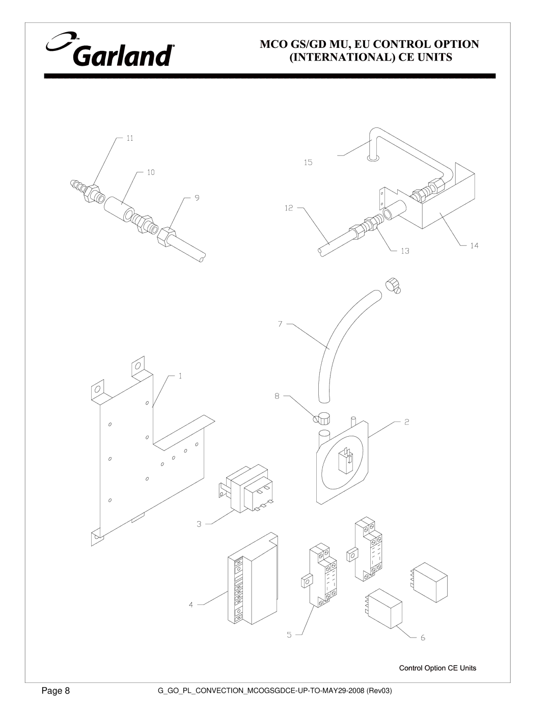 Garland MCO GS/GD-10 MU manual GGOPLCONVECTIONMCOGSGDCE-UP-TO-MAY29-2008 Rev03 