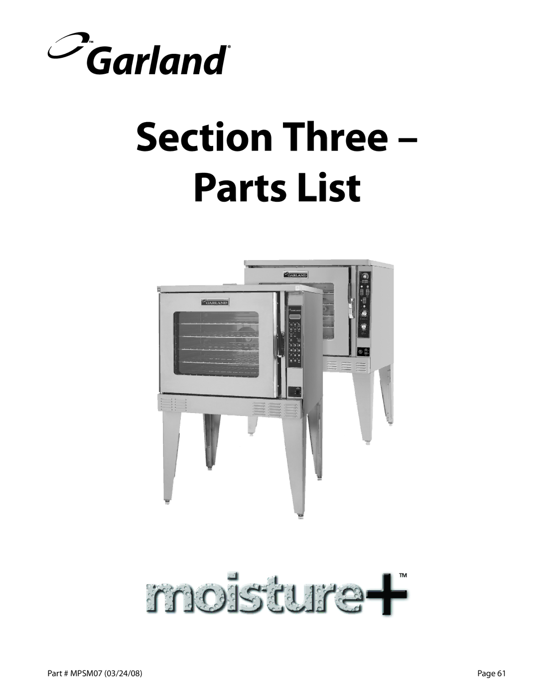 Garland MP-GS, MP-GD-10-S service manual Section Three Parts List 