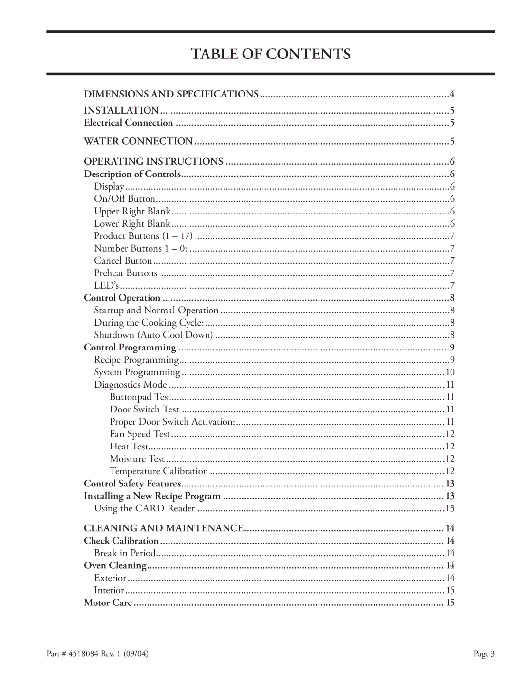 Garland MPOE5L operating instructions Table of Contents 