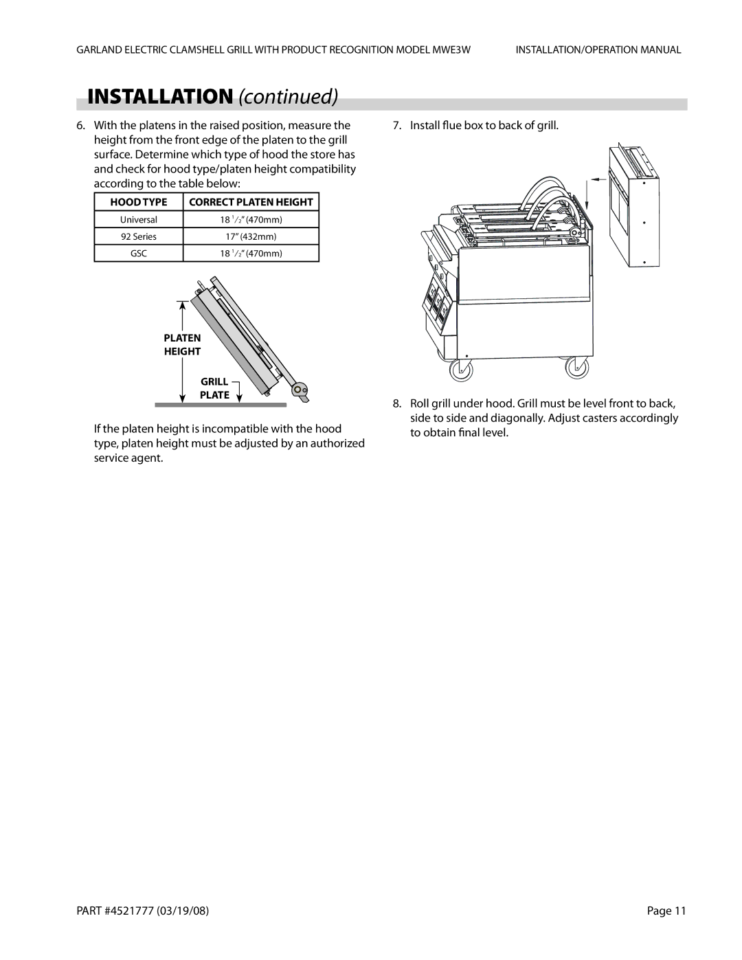 Garland MWE3W operation manual Hood Type 