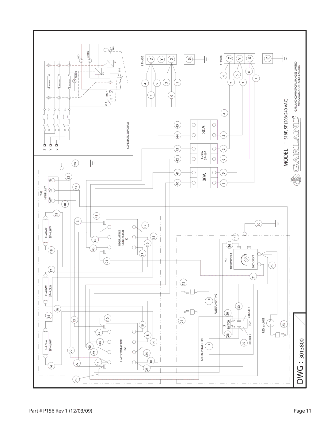 Garland S18-FS installation instructions Dwg 