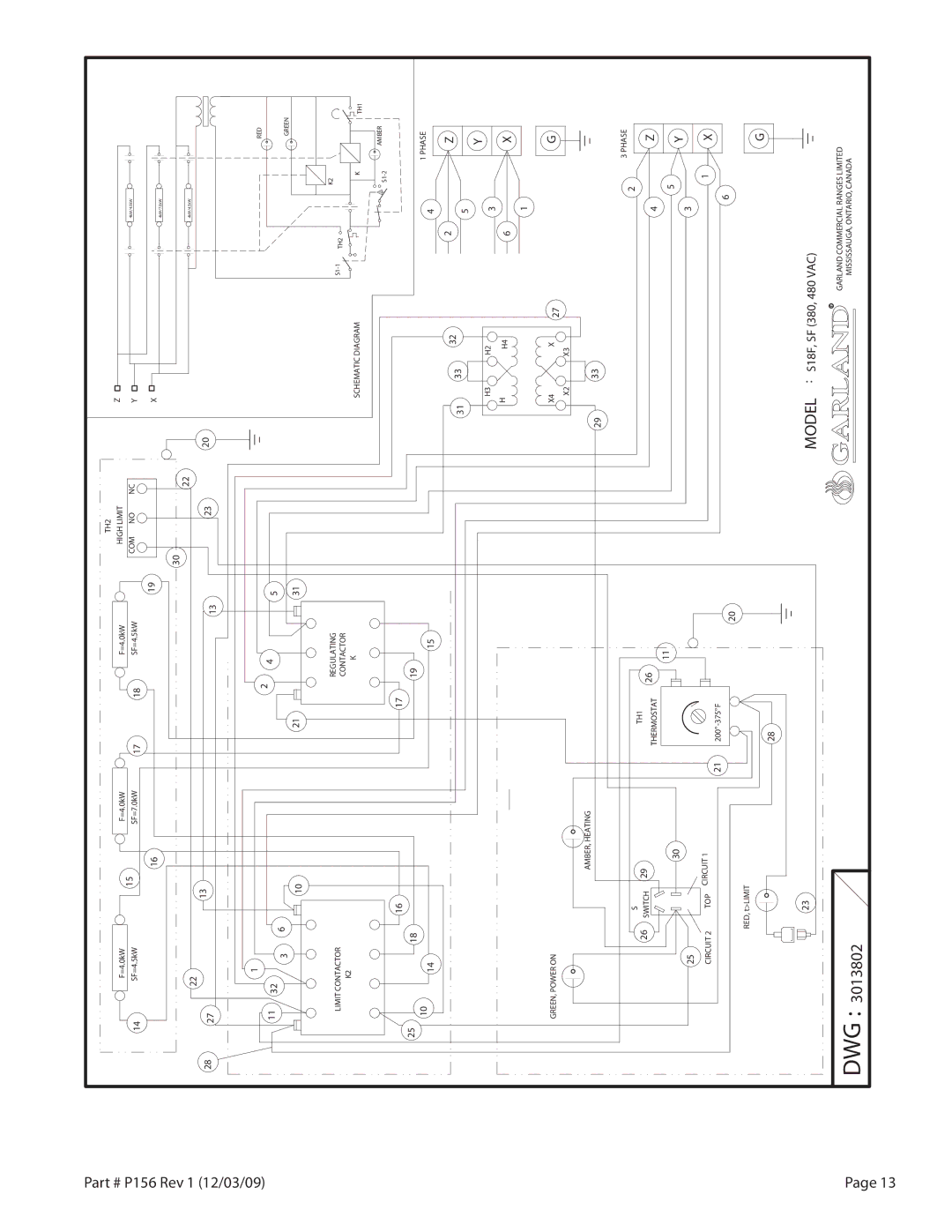 Garland S18-FS installation instructions Dwg 