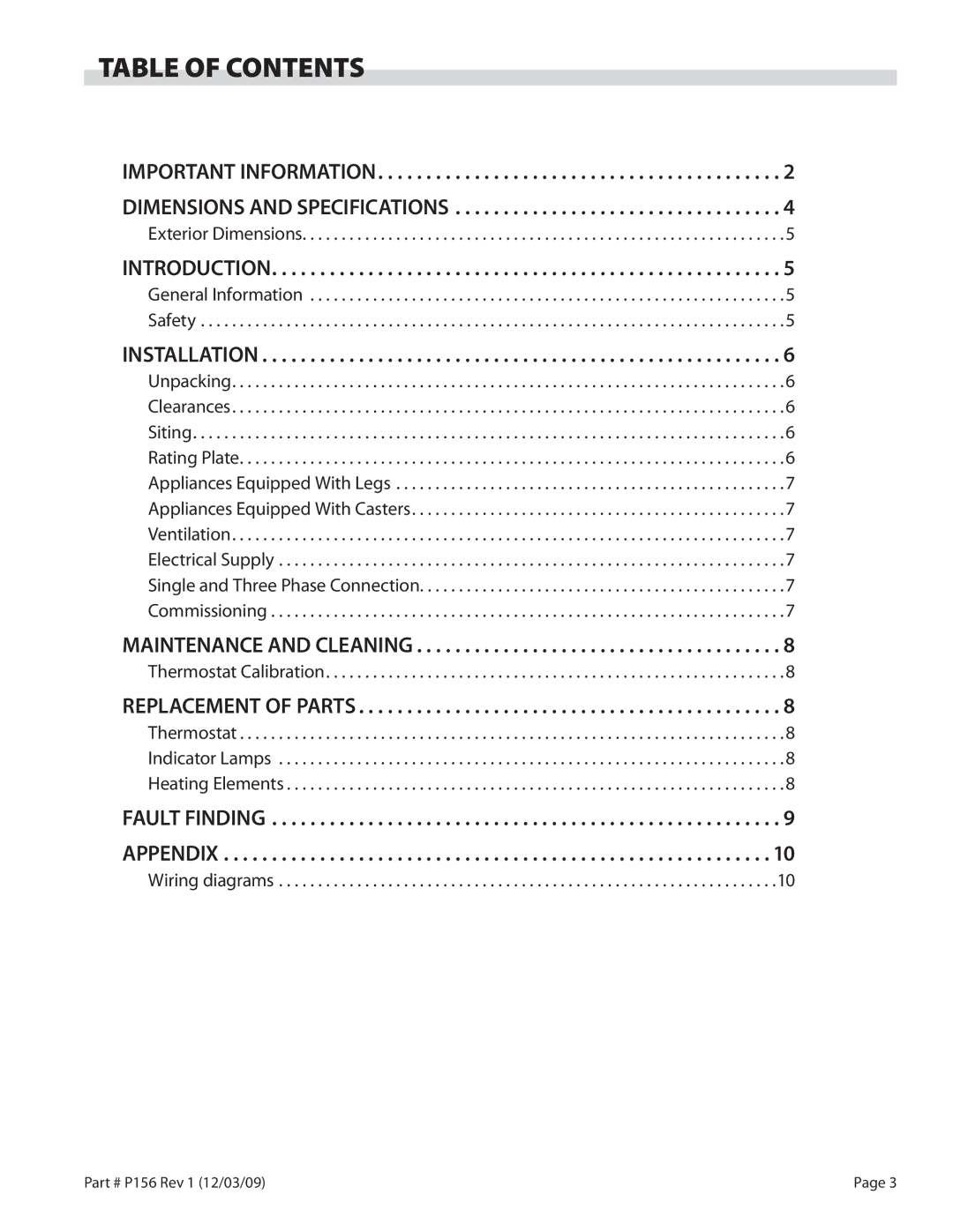 Garland S18-FS installation instructions Table of Contents 