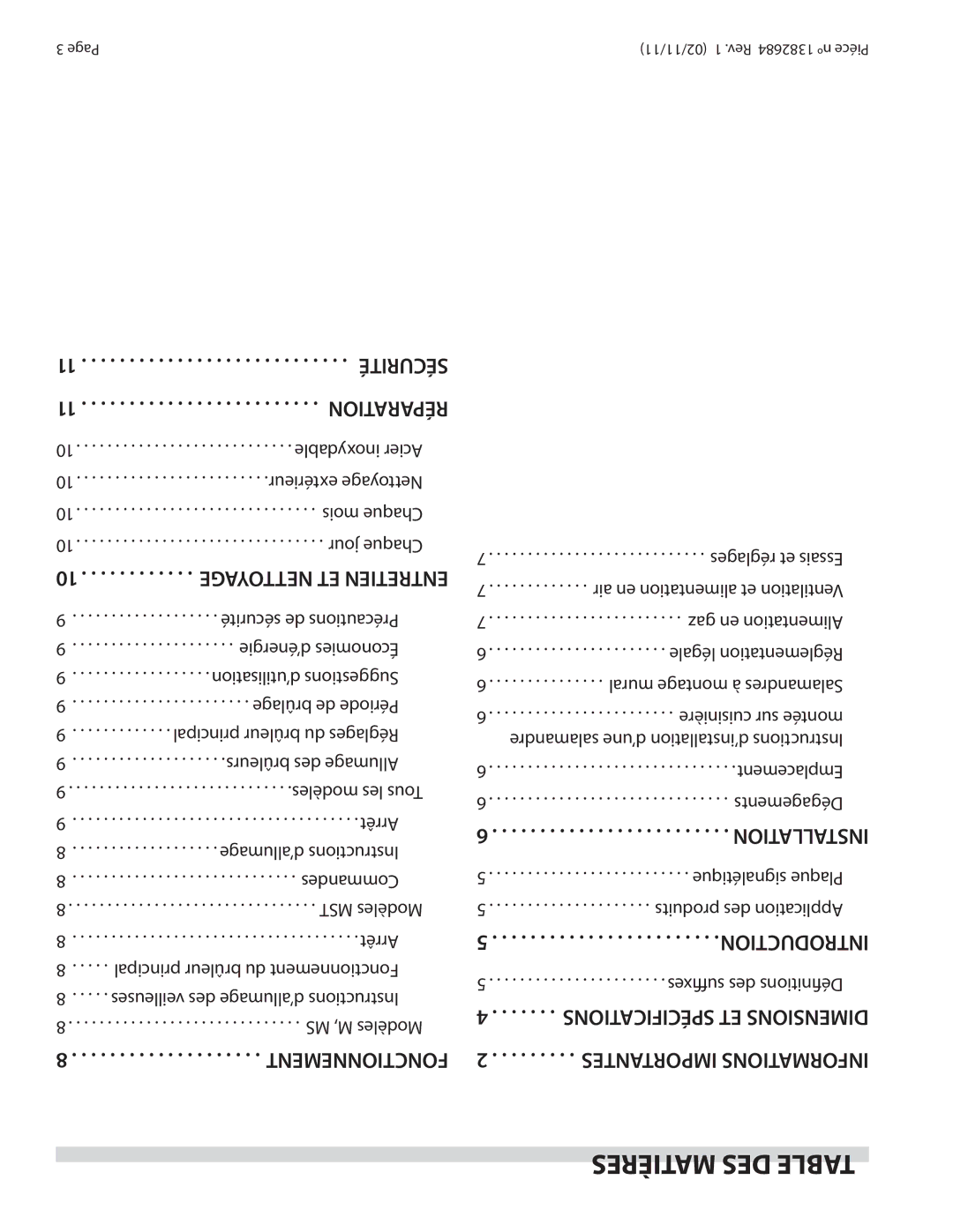 Garland SR16, SRC operation manual Matières DES Table, Sécurité, Réparation, Installation, Introduction 