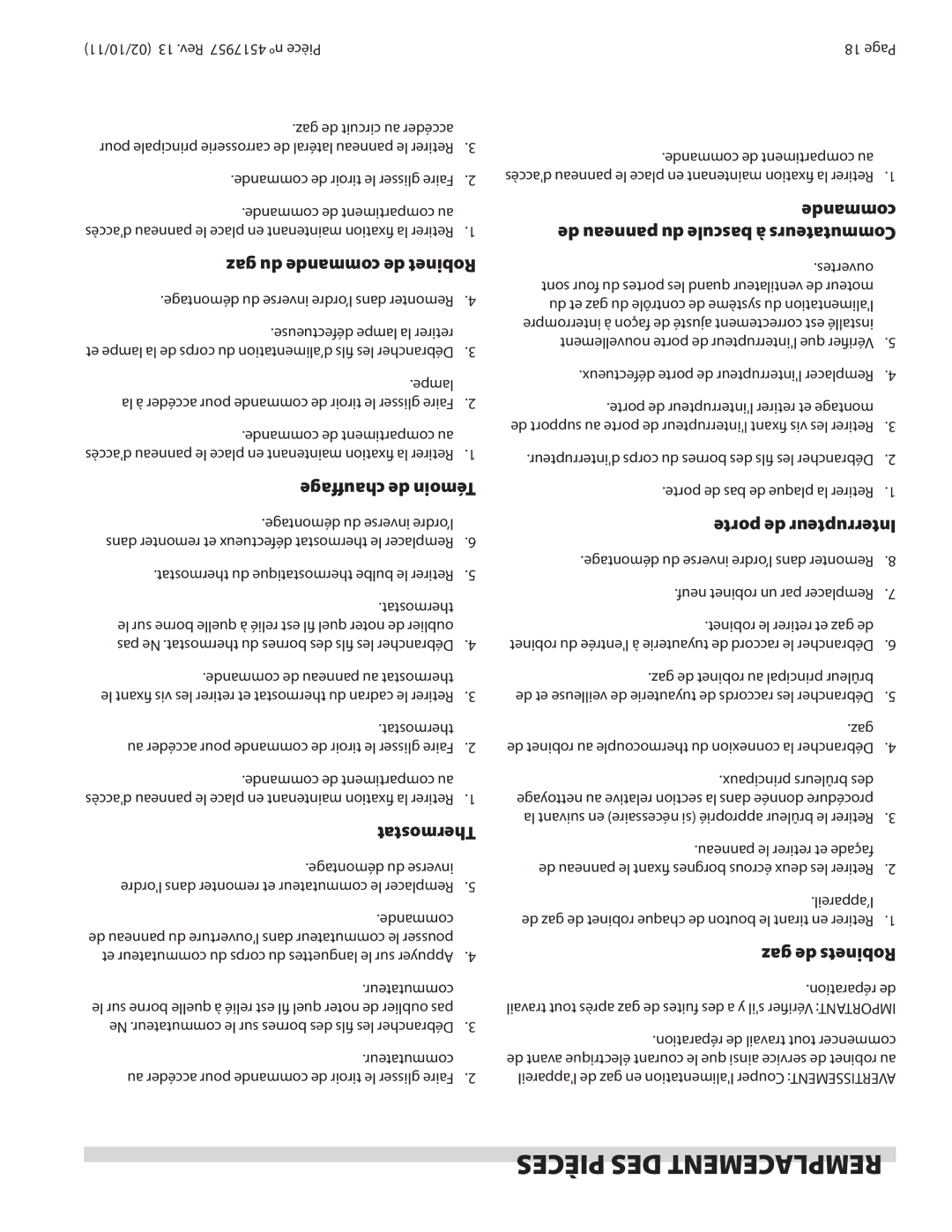 Garland STW286A operation manual Pièces DES Remplacement 