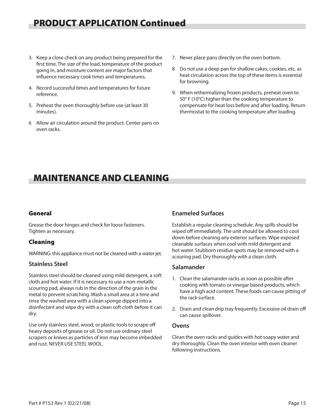 Garland SU680, SS680 operation manual Product Application, Maintenance and Cleaning 