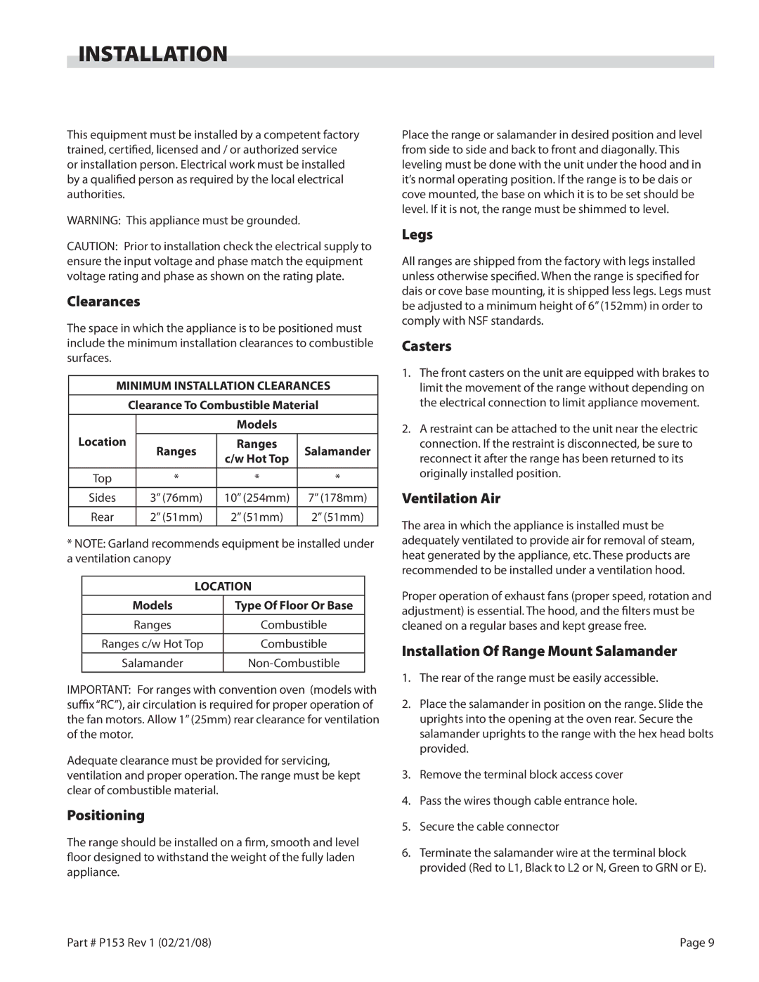 Garland SU680, SS680 operation manual Installation 