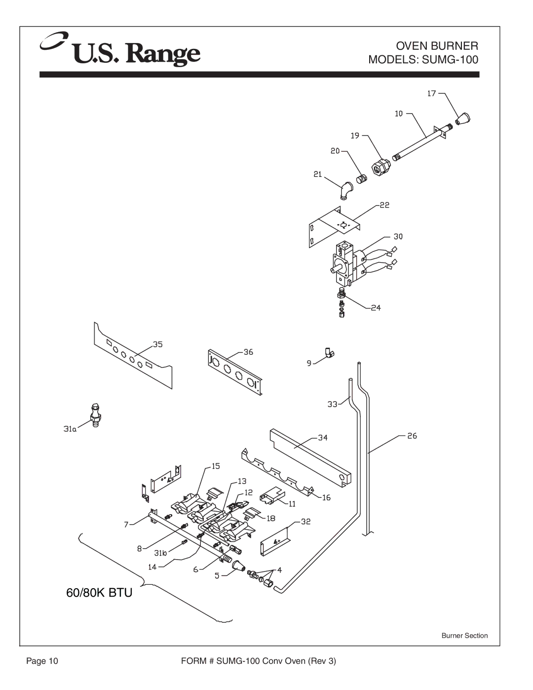 Garland SUMG-100 (GAS) manual 60/80K BTU 