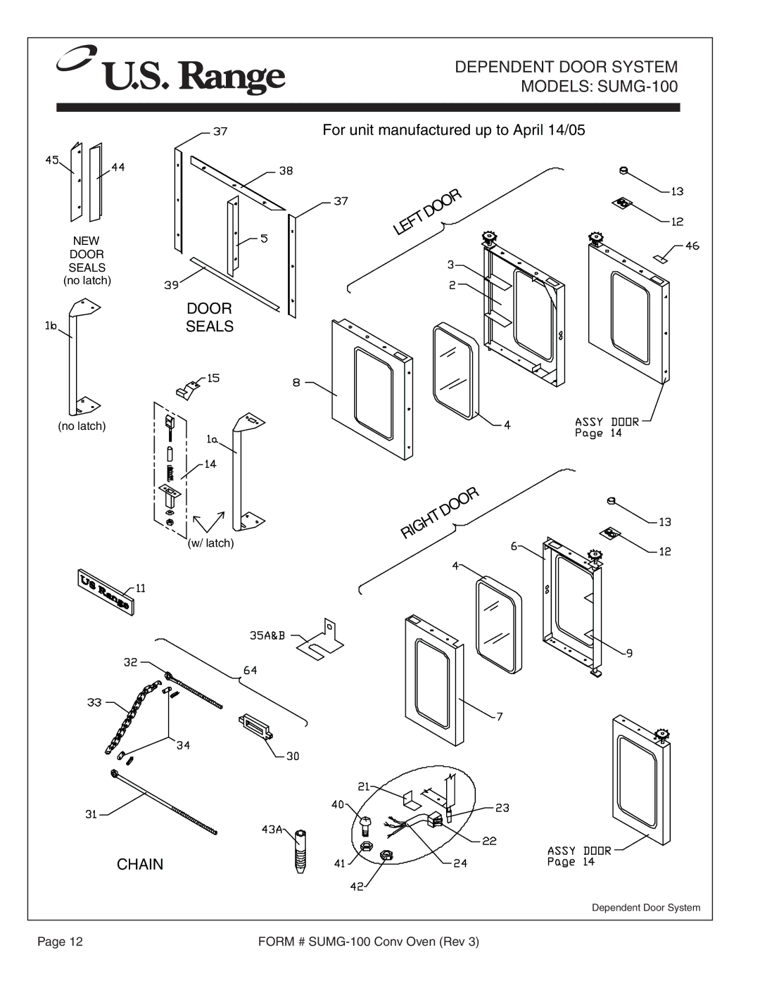 Garland SUMG-100 (GAS) manual Dependent Door System 