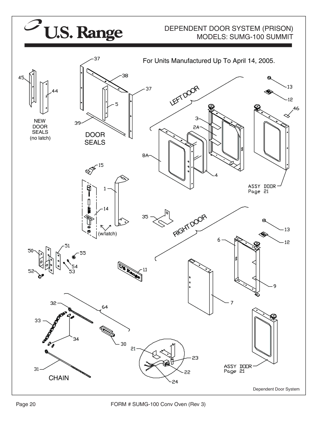 Garland SUMG-100 (GAS) manual Dependent Door System Prison 