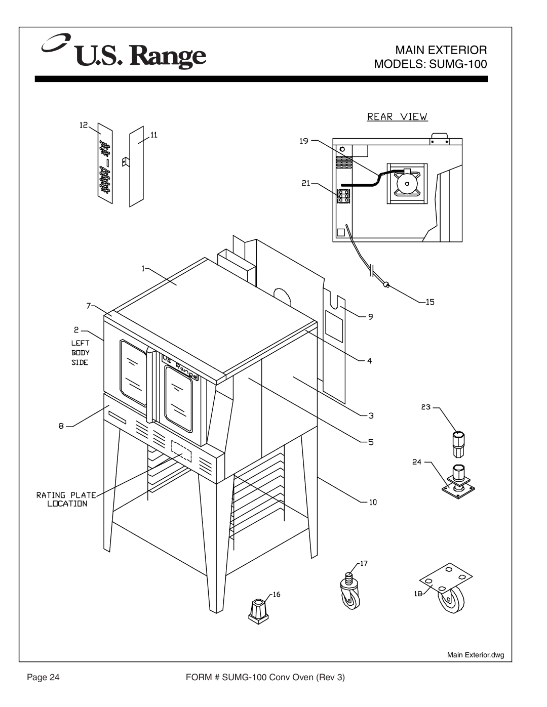 Garland SUMG-100 (GAS) manual Main Exterior 