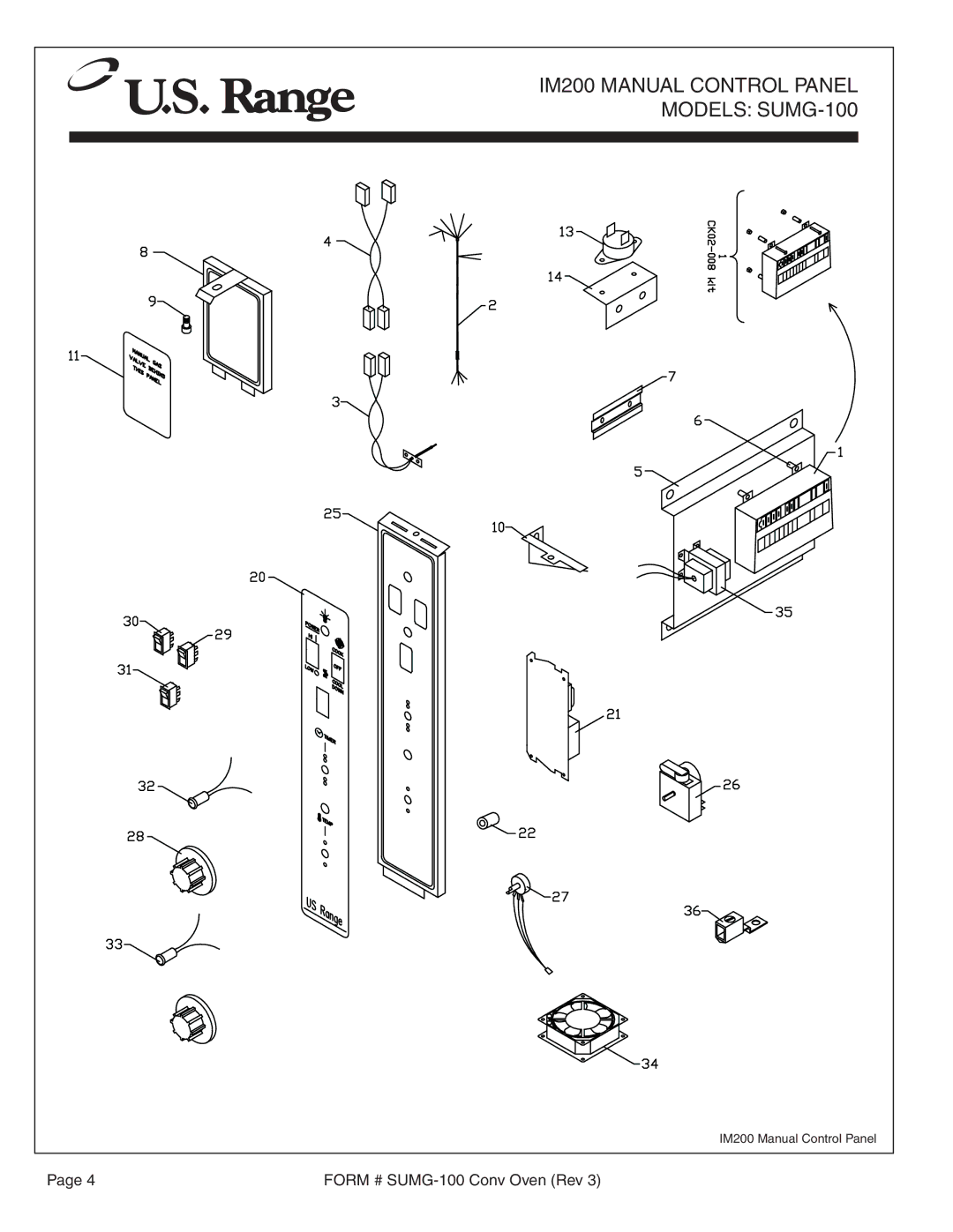 Garland SUMG-100 (GAS) manual IM200 Manual Control Panel 