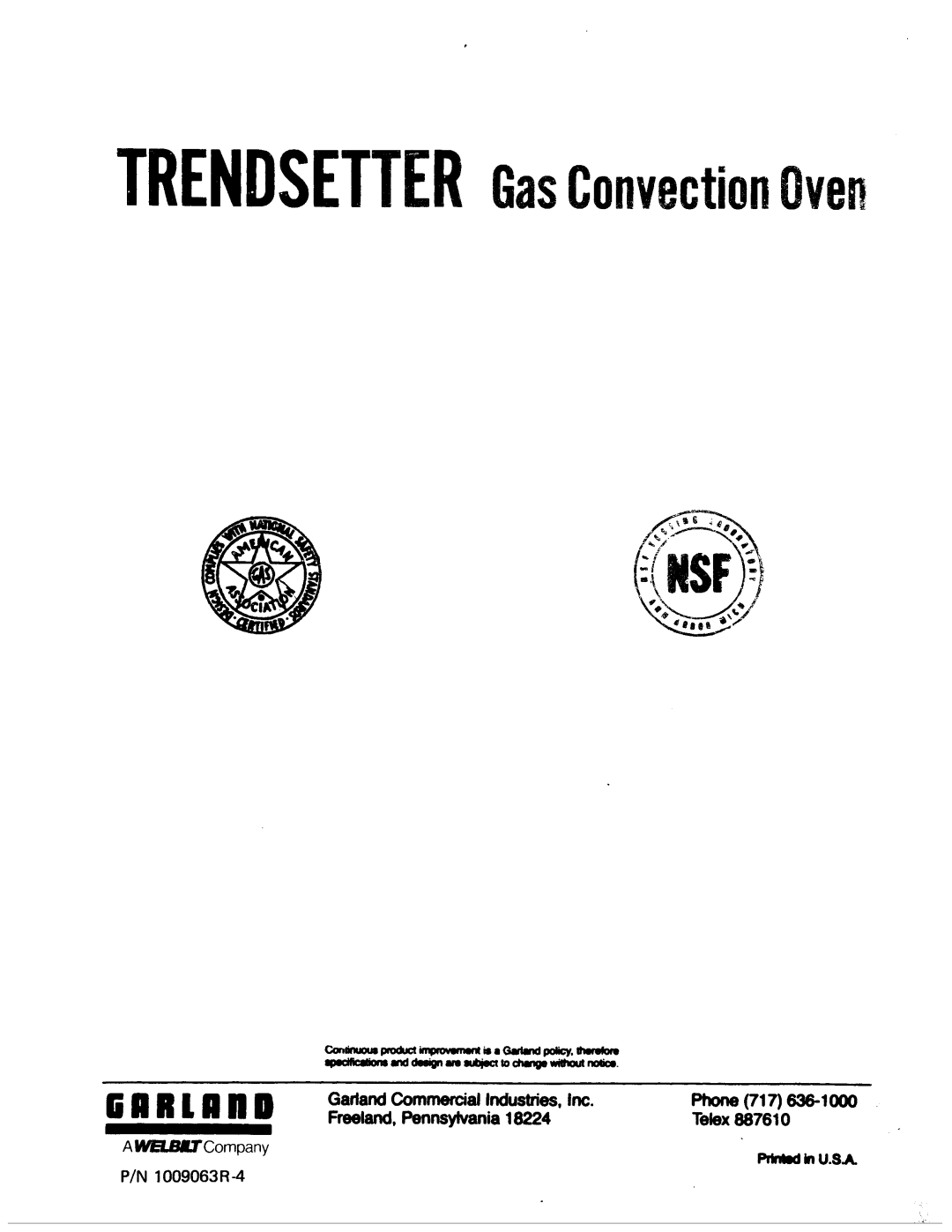 Garland TTG3/4V, TTG3/4EC-CH, TTG3/4-X, TTG3/4-CH manual 