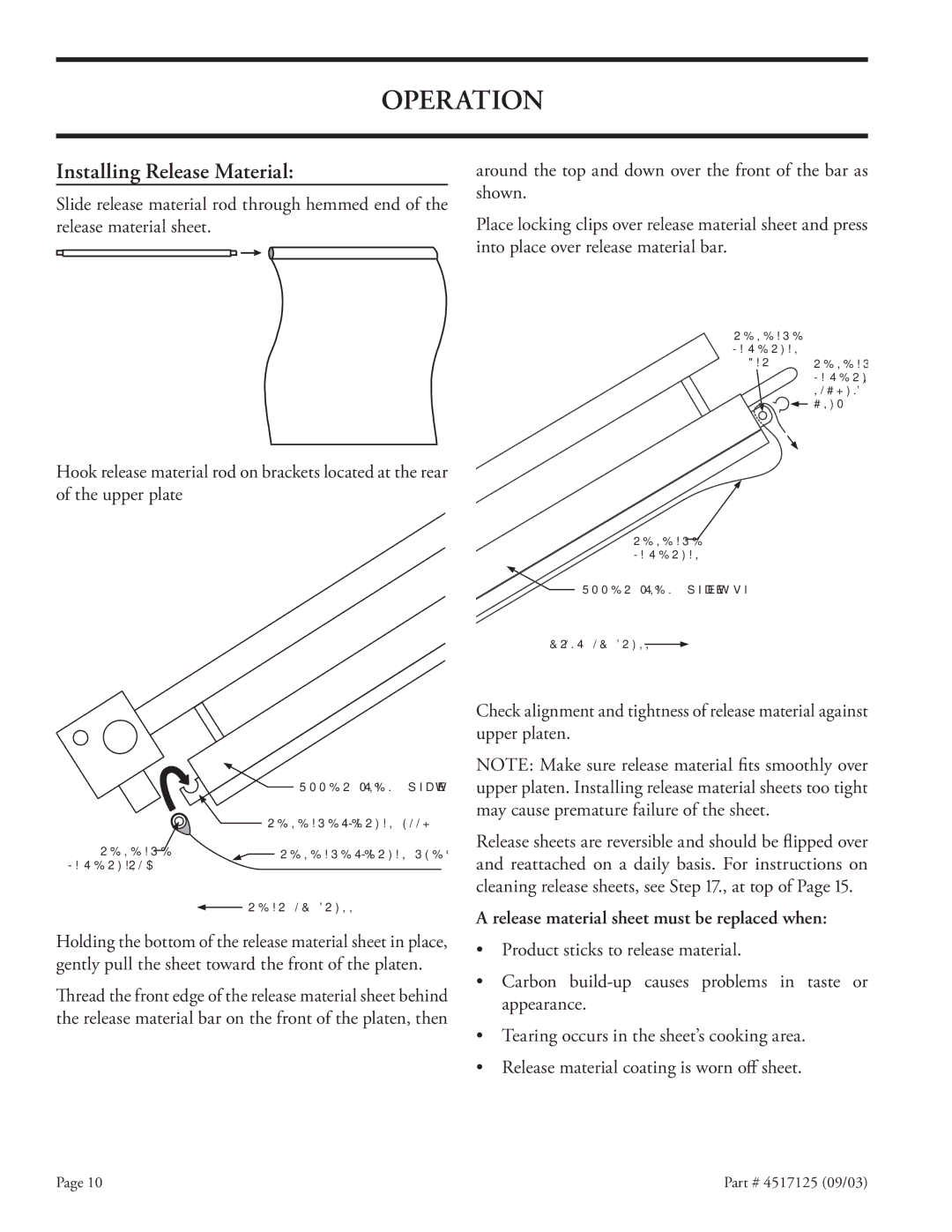 Garland XE36, XE24 installation instructions Operation, Installing Release Material 