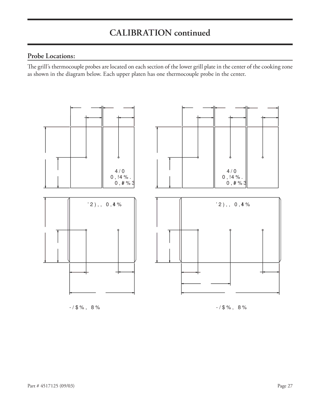 Garland XE24, XE36 installation instructions Calibration, Probe Locations 