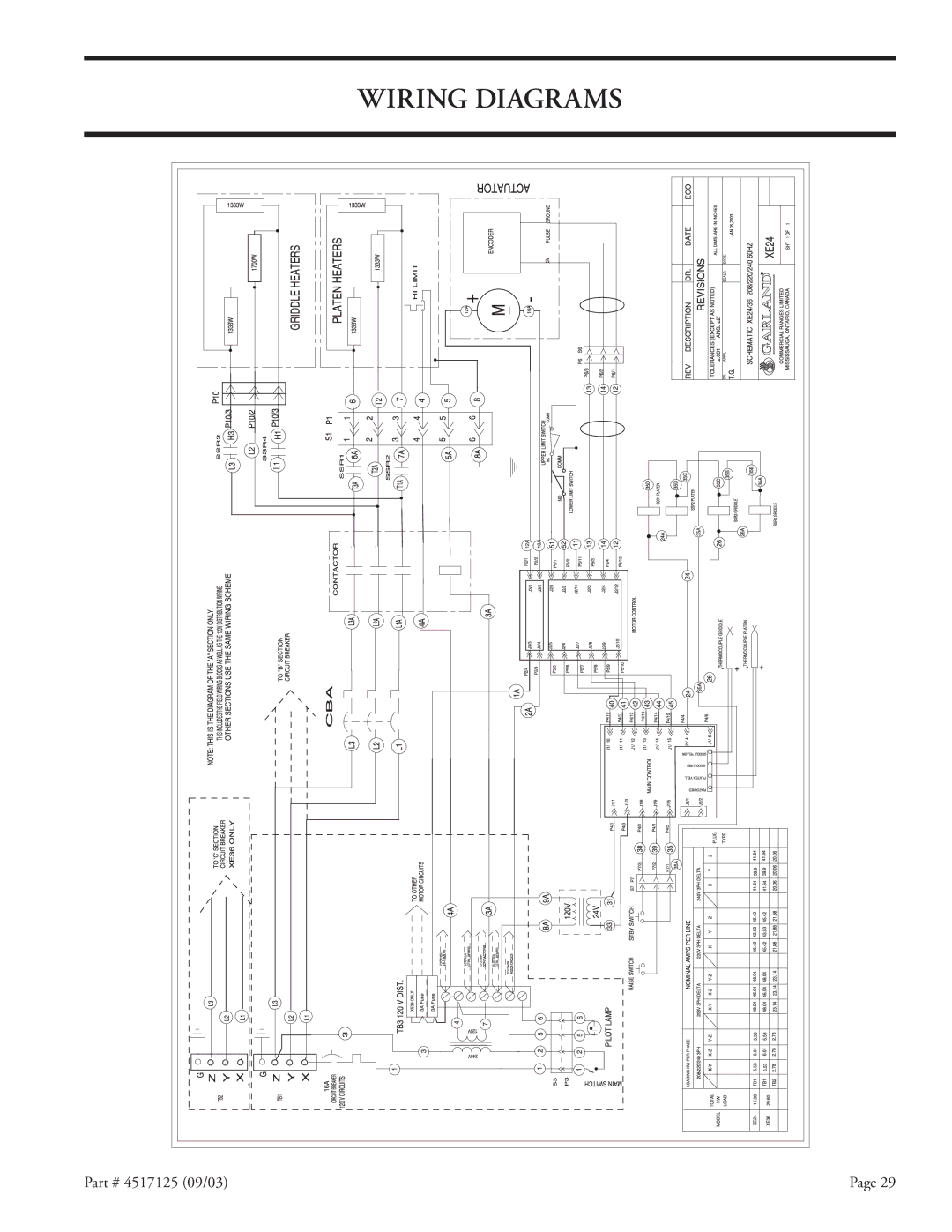 Garland XE24, XE36 installation instructions Wiring Diagrams 