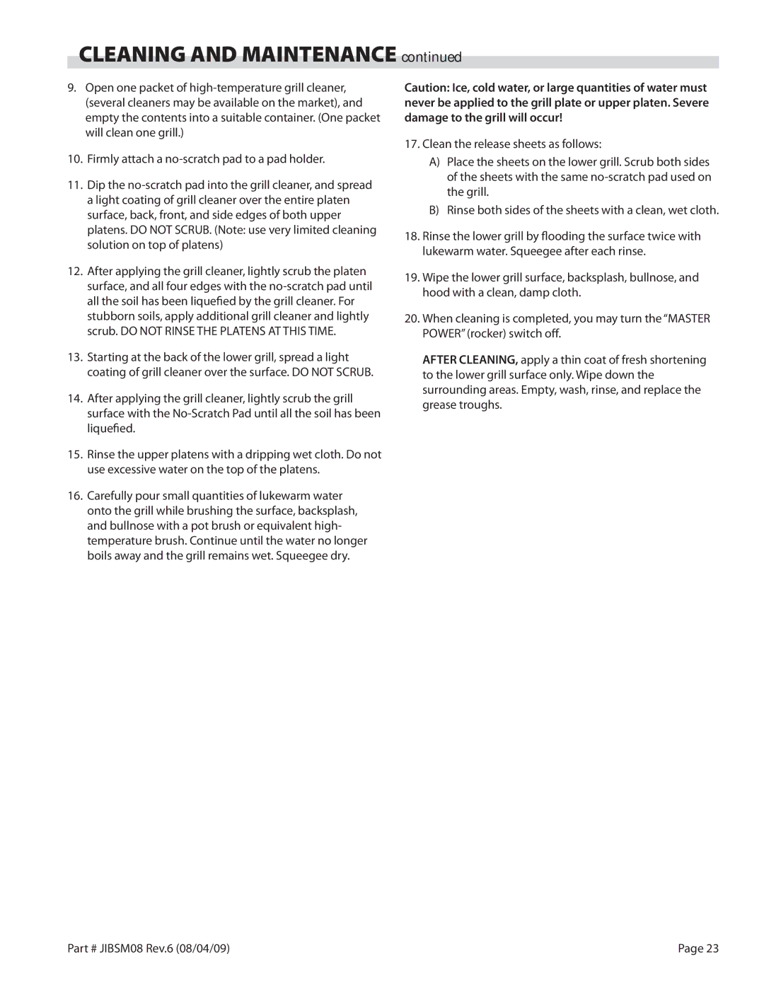 Garland XG24-JIB, XG36-JIB service manual Cleaning and Maintenance 