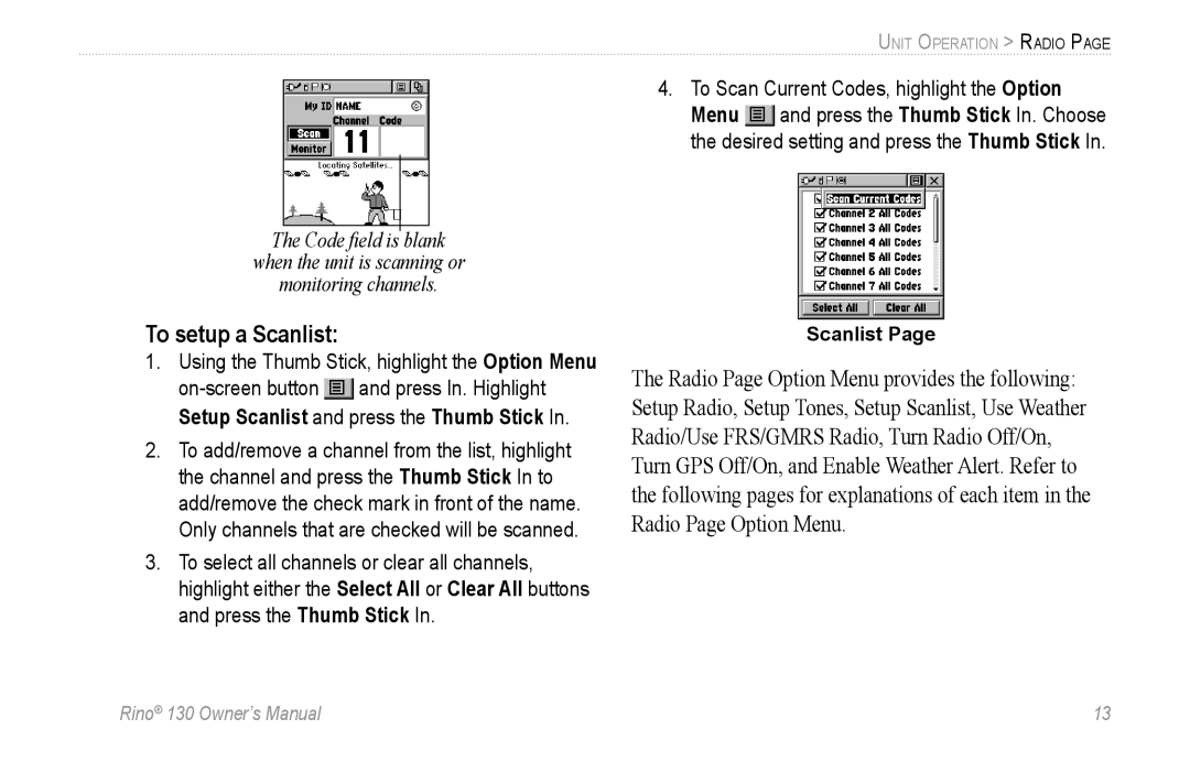 Garmin 130 owner manual To setup a Scanlist 