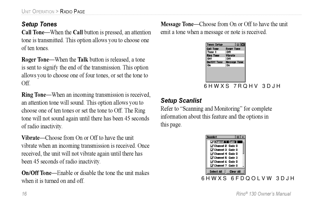 Garmin 130 owner manual Setup Tones 