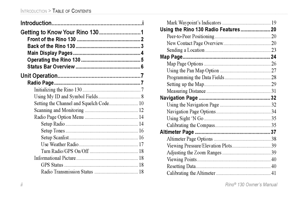 Garmin 130 owner manual Initializing the Rino Using My ID and Symbol Fields 