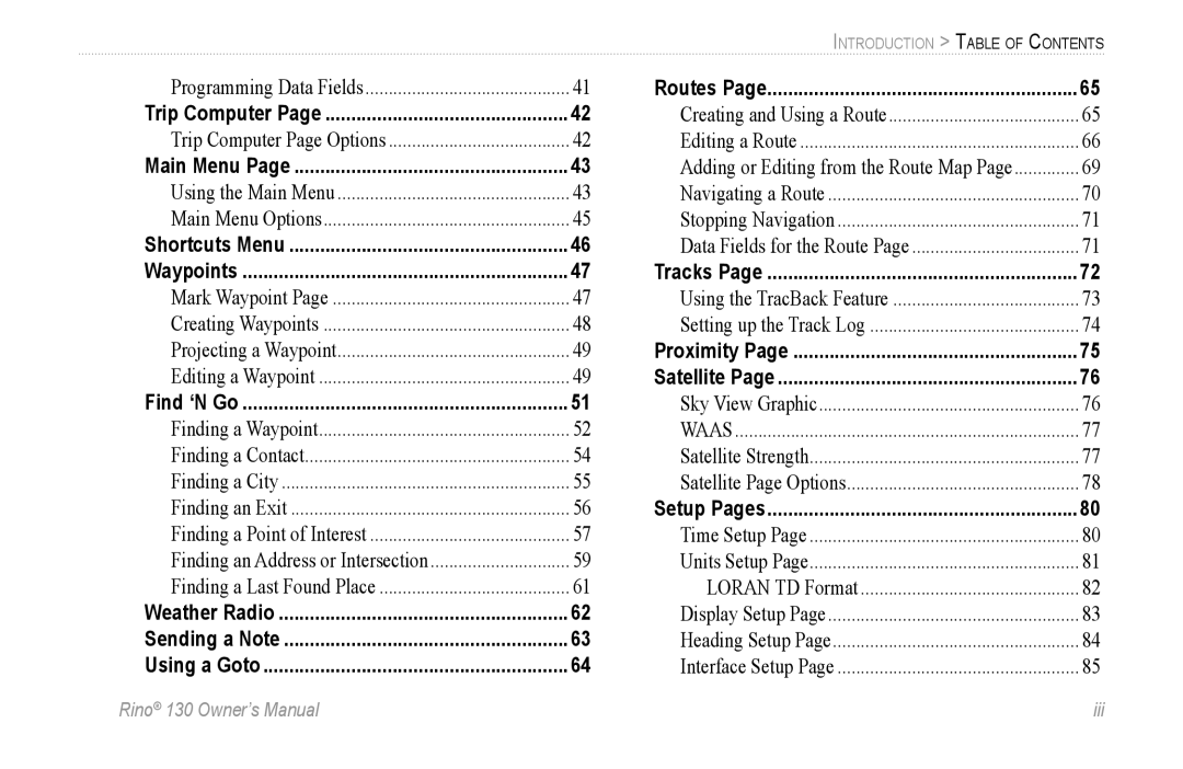 Garmin 130 owner manual Loran TD Format 