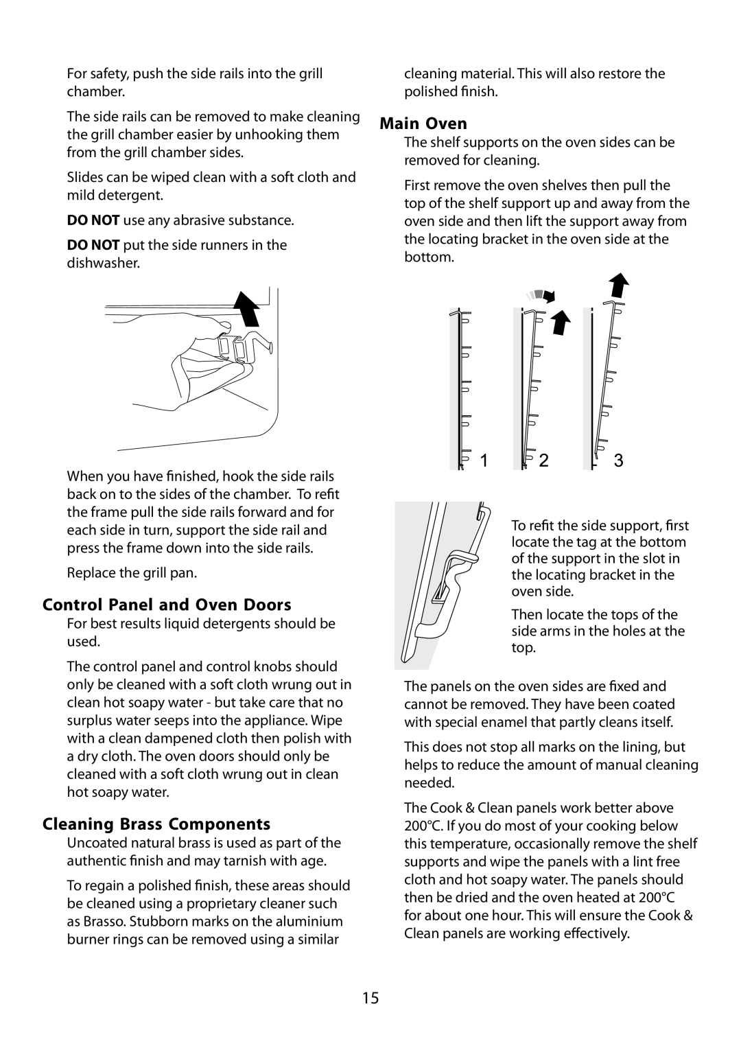 Garmin 210 GEO T DL user manual Control Panel and Oven Doors, Cleaning Brass Components, Main Oven 