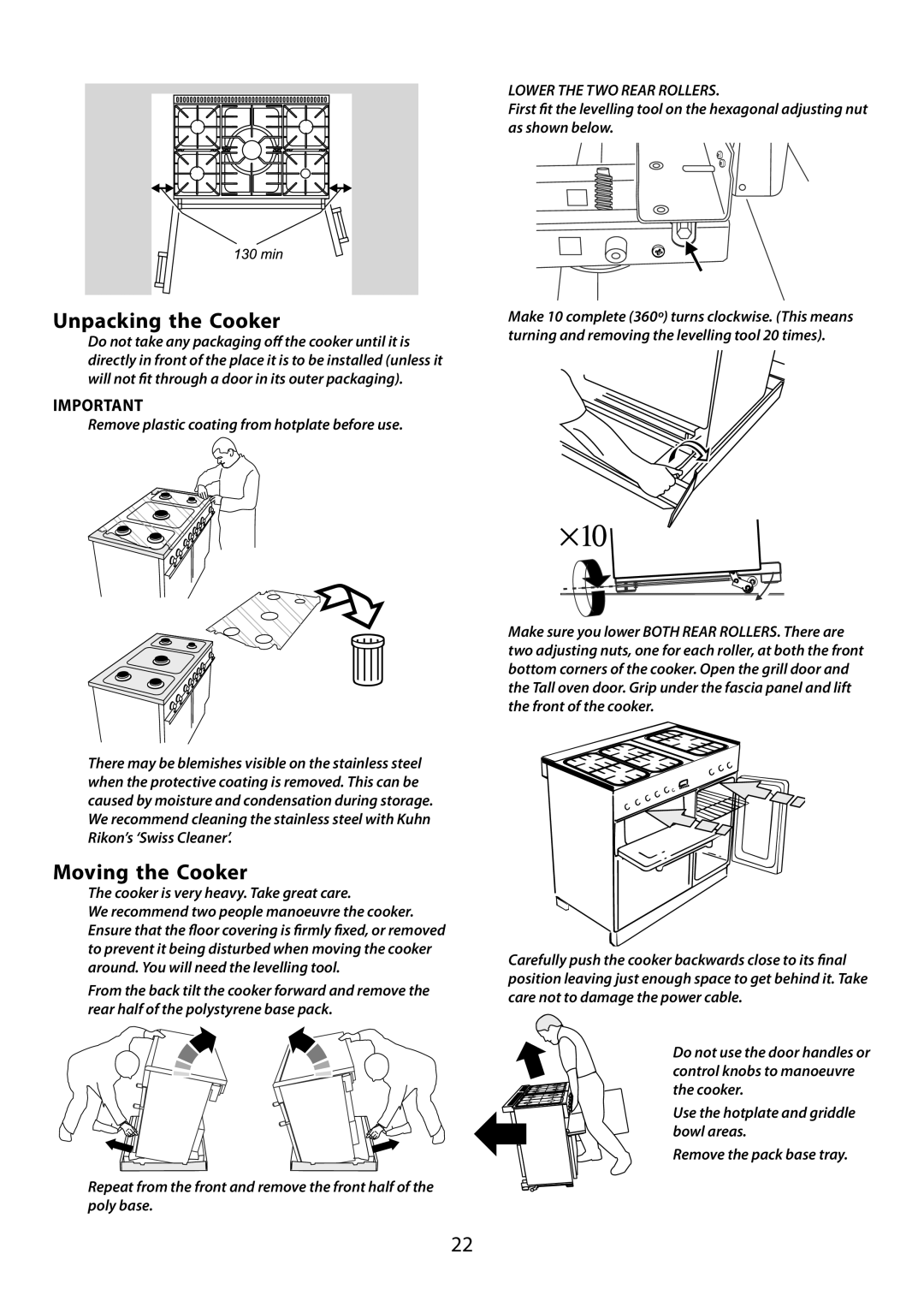 Garmin 210 GEO T DL user manual Unpacking the Cooker, Moving the Cooker 