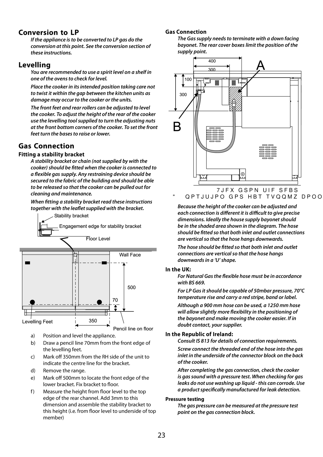 Garmin 210 GEO T DL user manual Conversion to LP, Levelling, Gas Connection 