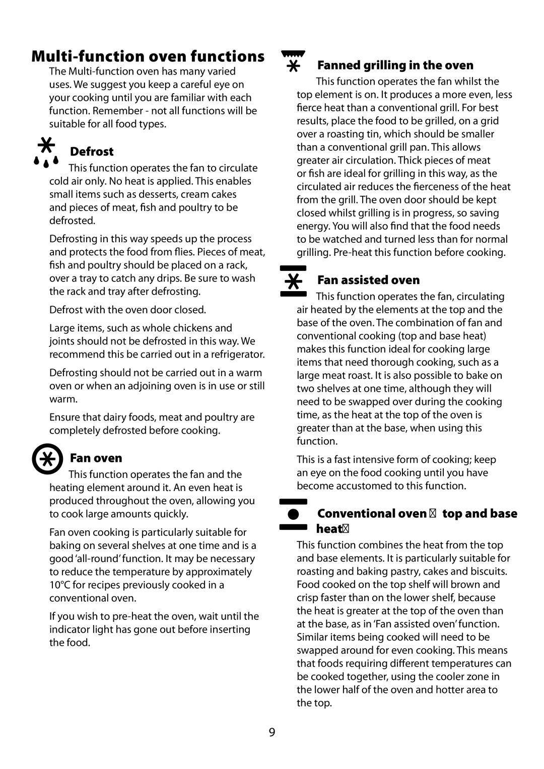 Garmin 210 GEO T DL user manual Multi-function oven functions 