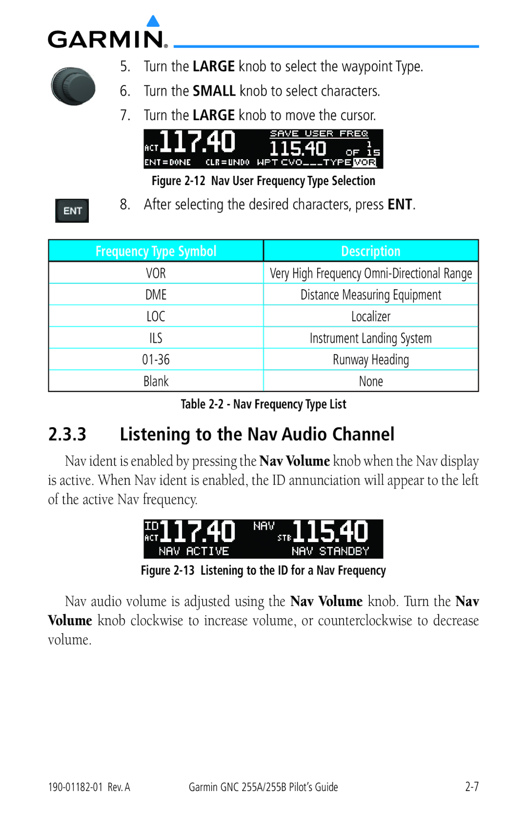 Garmin 255A manual Listening to the Nav Audio Channel, 01-36 