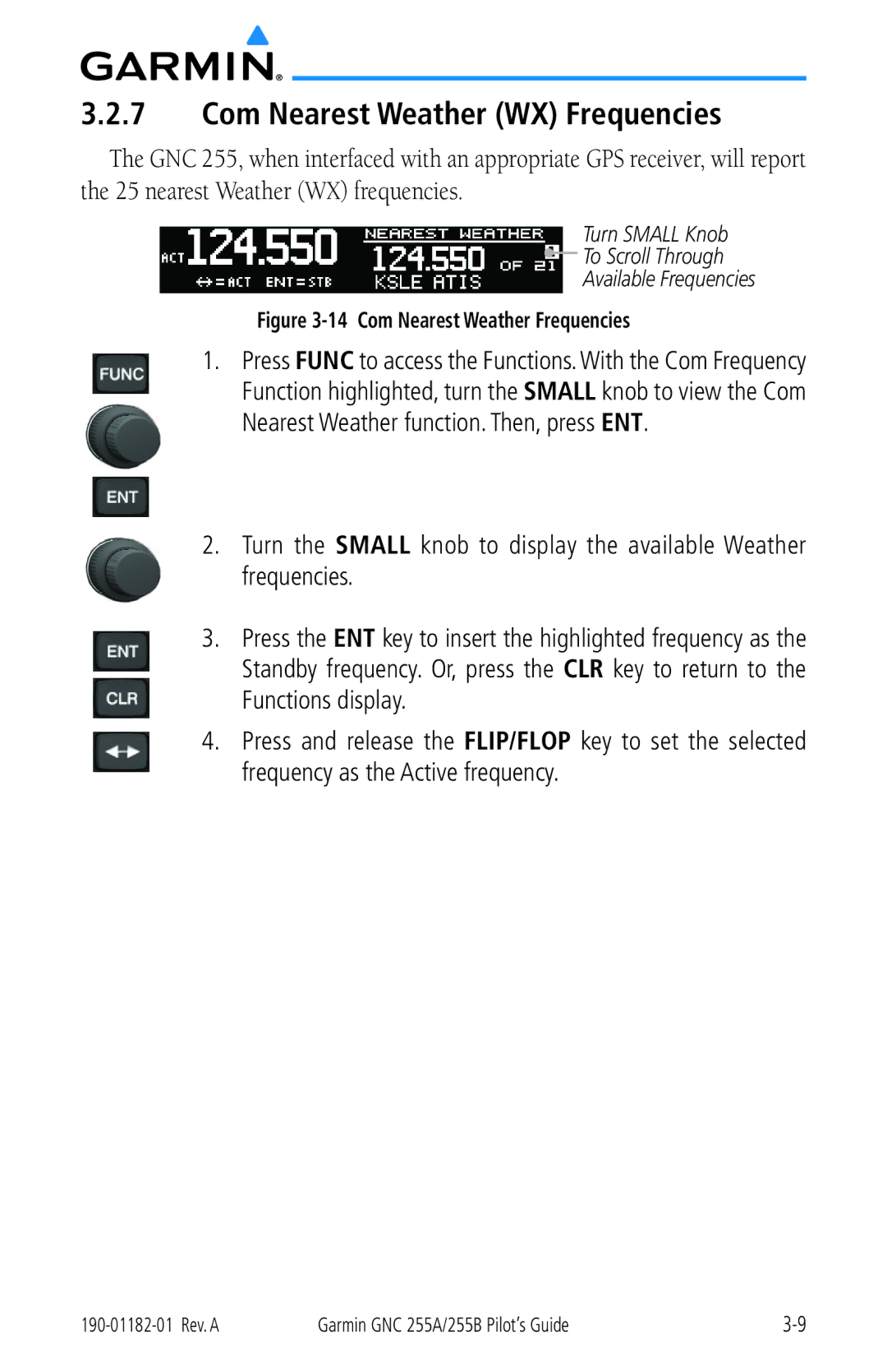 Garmin 255A manual Com Nearest Weather WX Frequencies, Com Nearest Weather Frequencies 