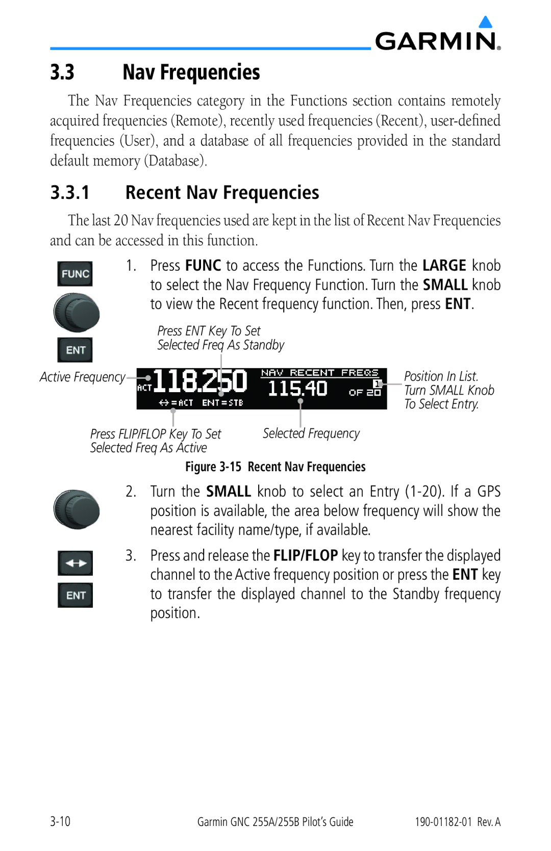 Garmin 255A manual Recent Nav Frequencies 