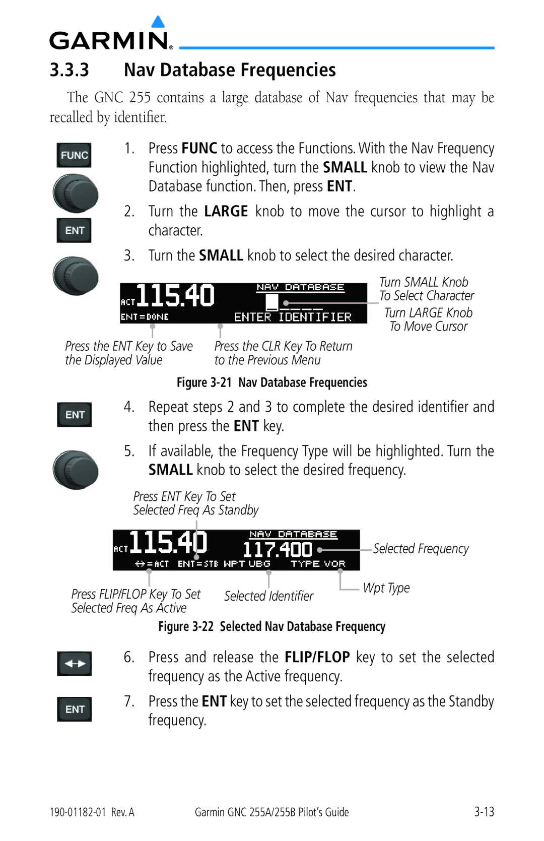 Garmin 255A manual Nav Database Frequencies 