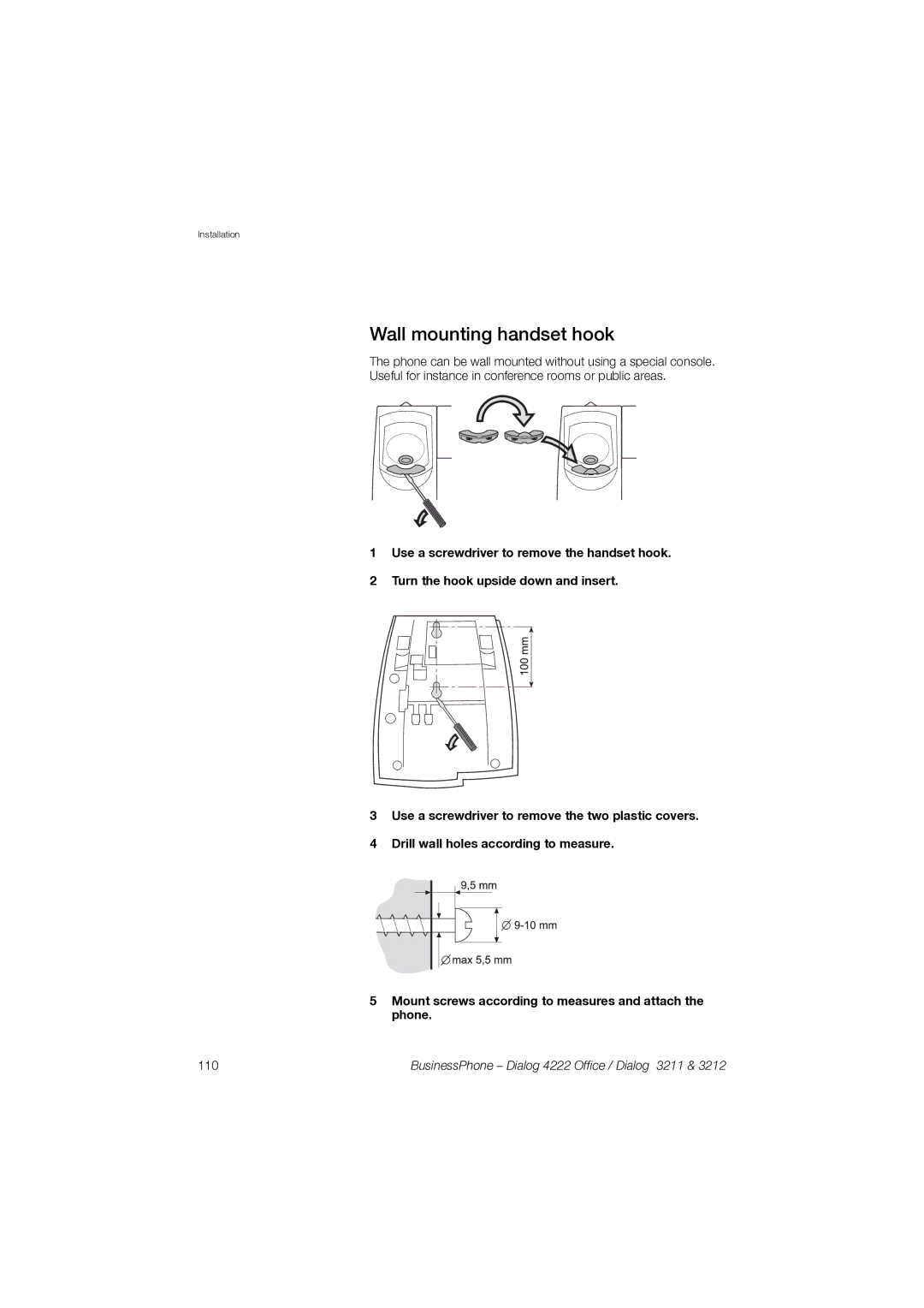 Garmin 3211 manual Wall mounting handset hook 