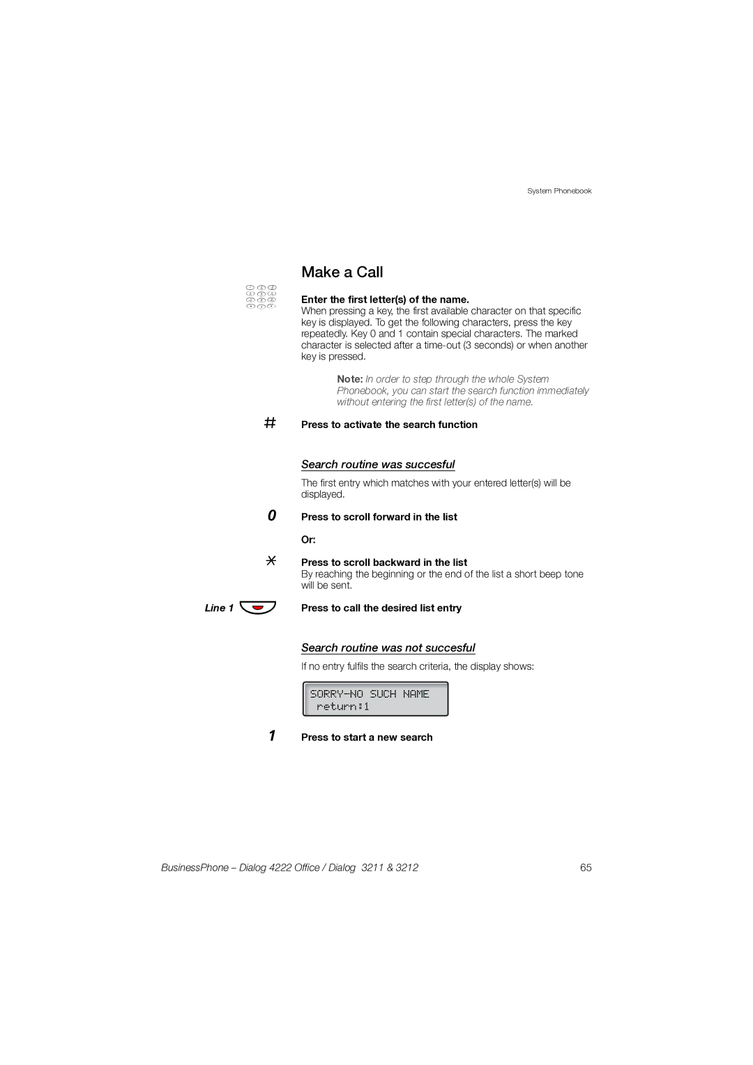 Garmin 3211 manual Make a Call, Search routine was succesful, Search routine was not succesful 