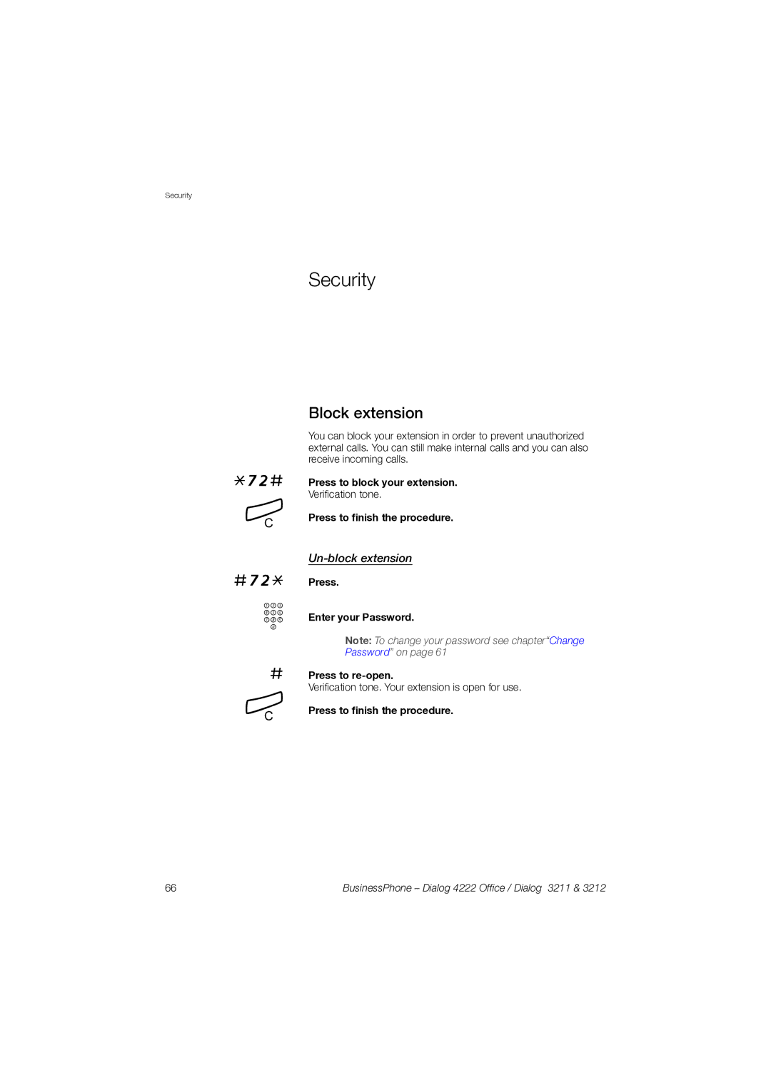 Garmin 3211 manual 72#, Security, Block extension, Un-block extension 