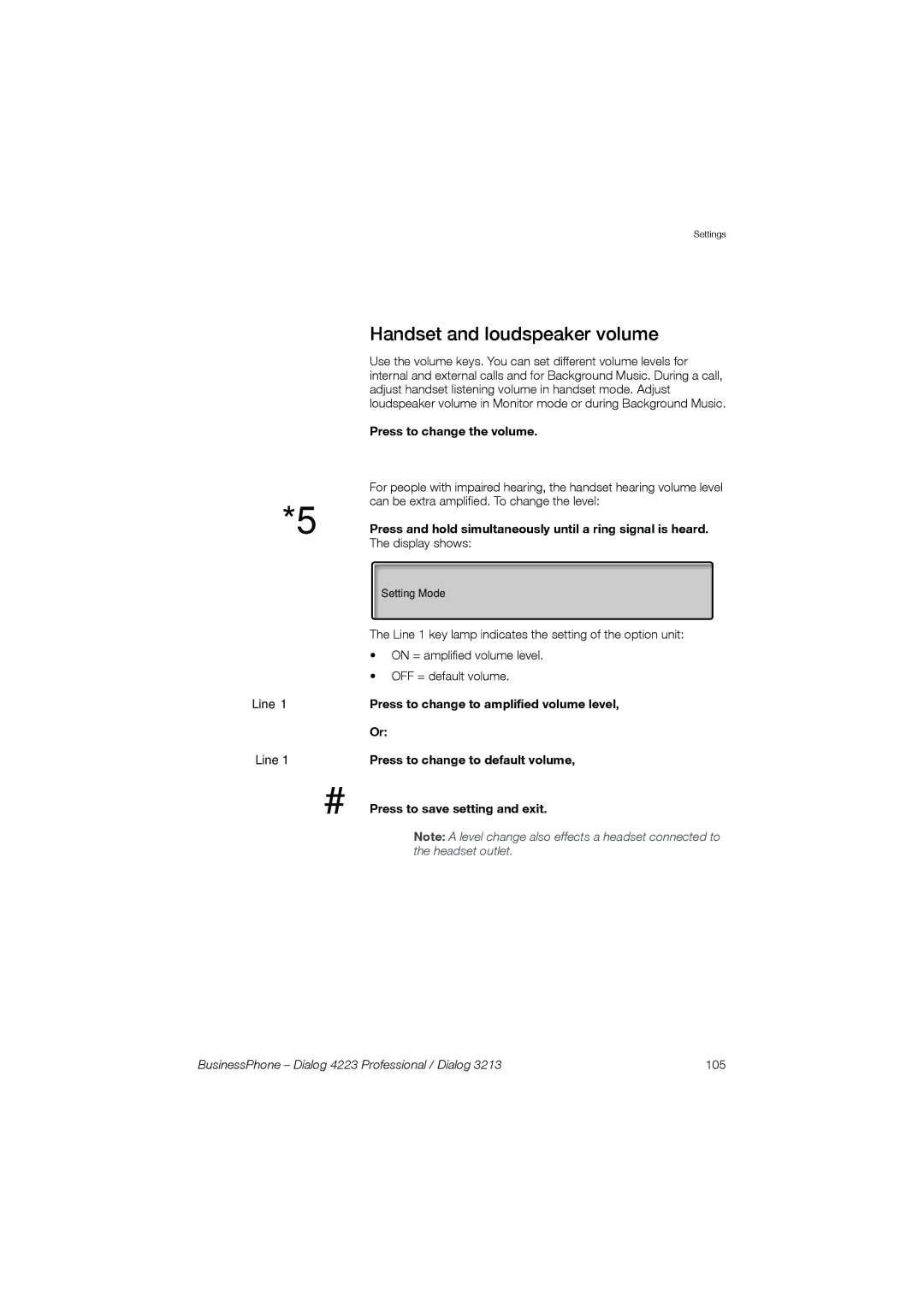 Garmin 4223 manual Handset and loudspeaker volume, Press to change the volume 