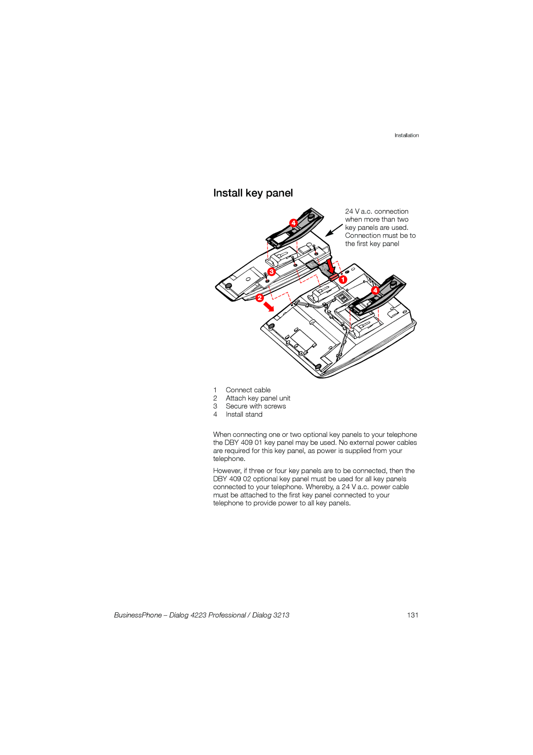 Garmin 4223 manual Install key panel 