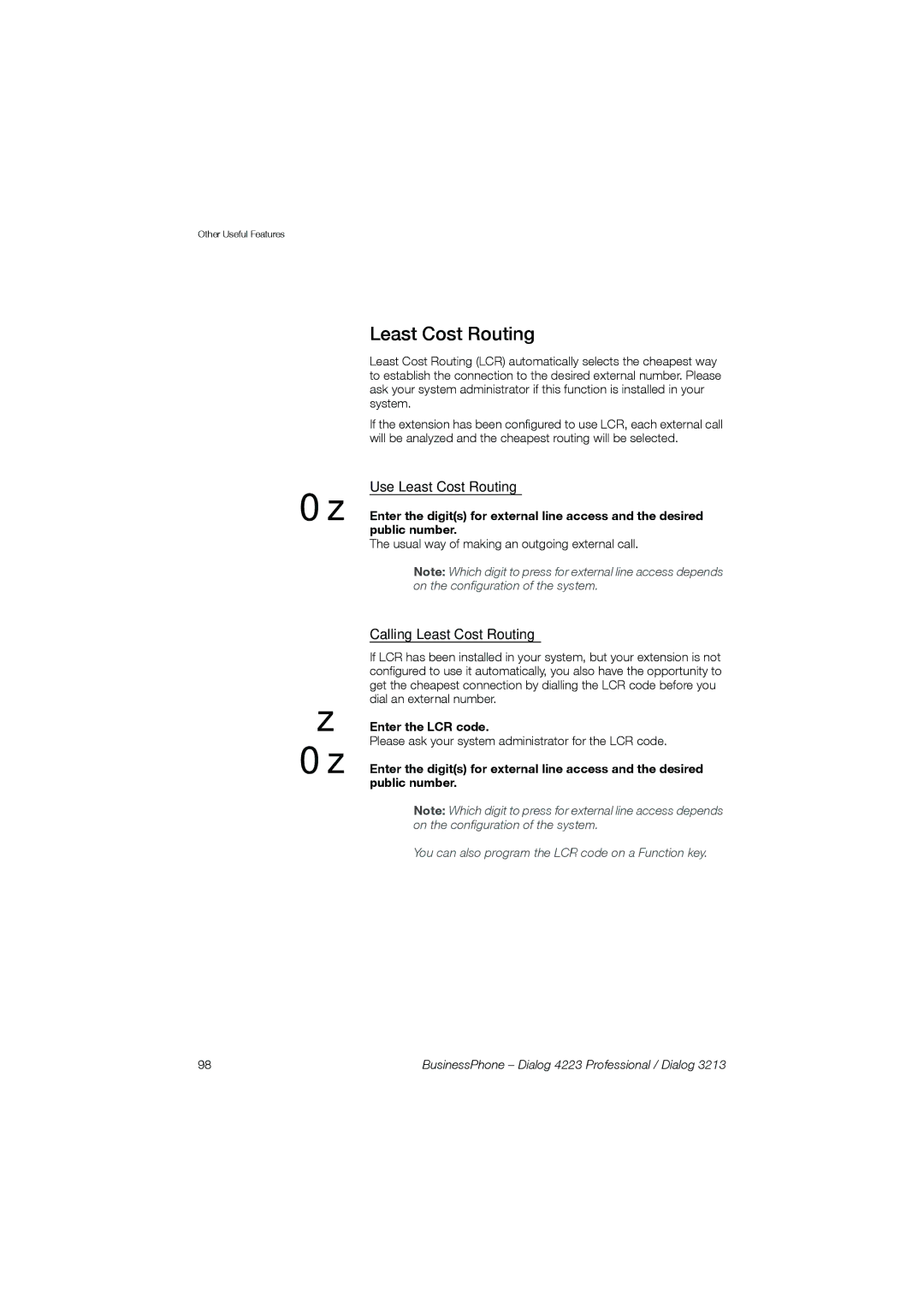 Garmin 4223 manual Use Least Cost Routing, Calling Least Cost Routing, Public number, Enter the LCR code 