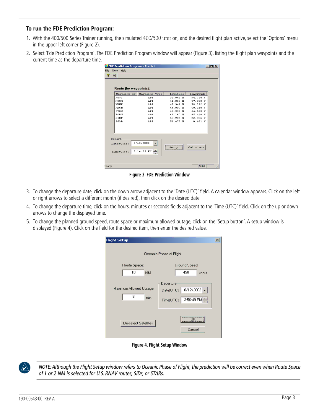 Garmin 400, 500 manual To run the FDE Prediction Program, FDE Prediction Window 